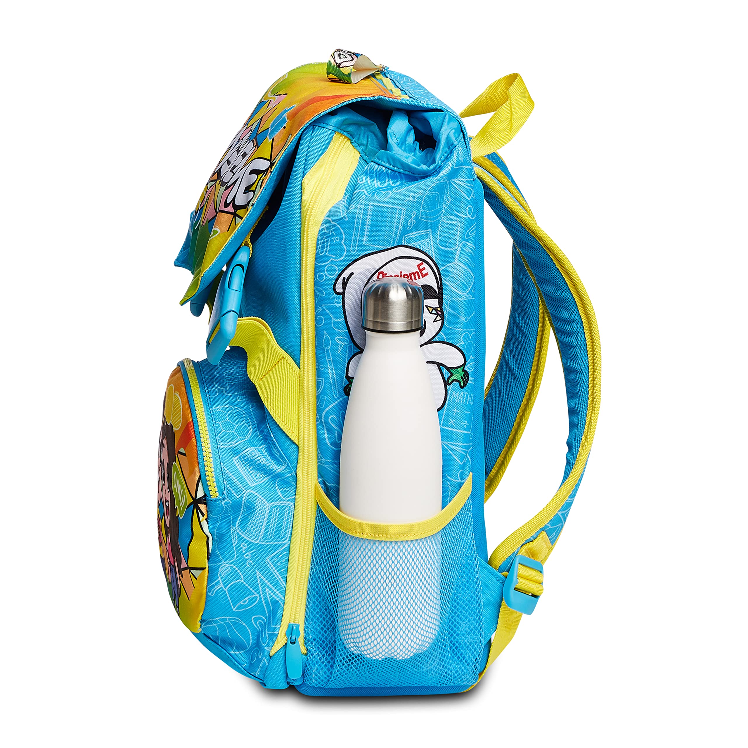 Seven S. P. A. Zaino Estensibile Dinsieme, Blu, Tasca Lateral Porta Borraccia, Scuola & Tempo Libero