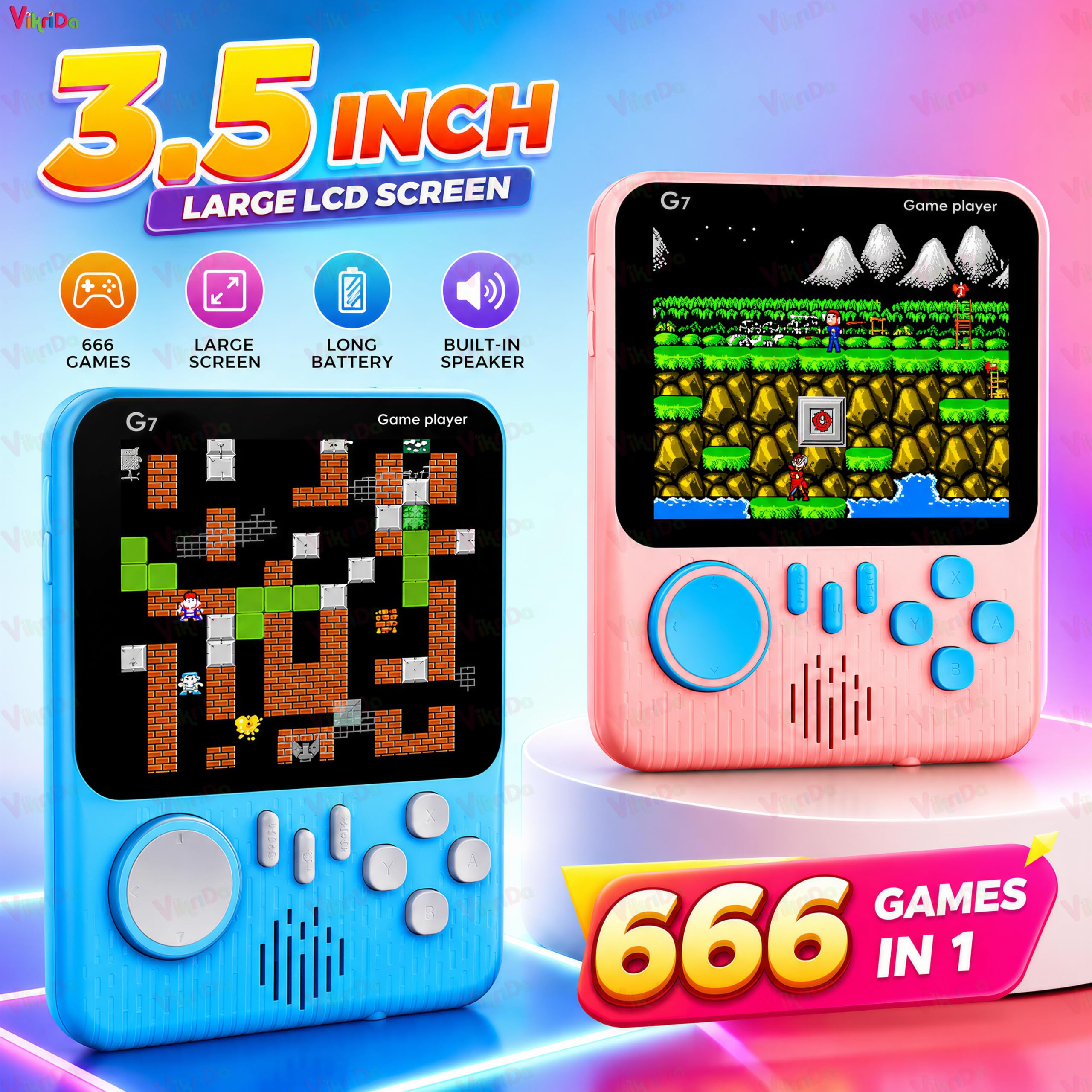 VikriDA G7 Retro Handheld Console - 666 Games! -6