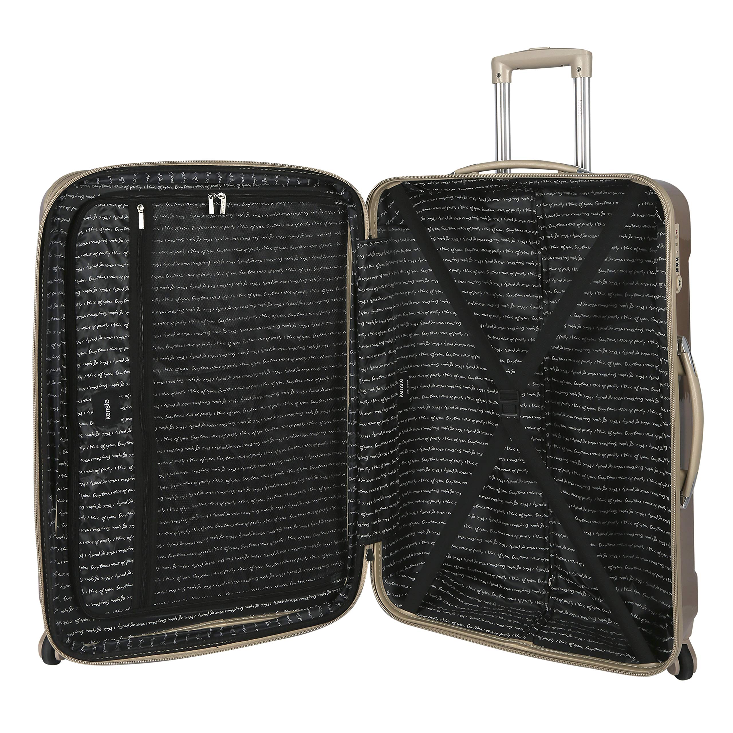 kensie Women's Alma Hardside Spinner Luggage, Pale Gold, 3 Piece Set