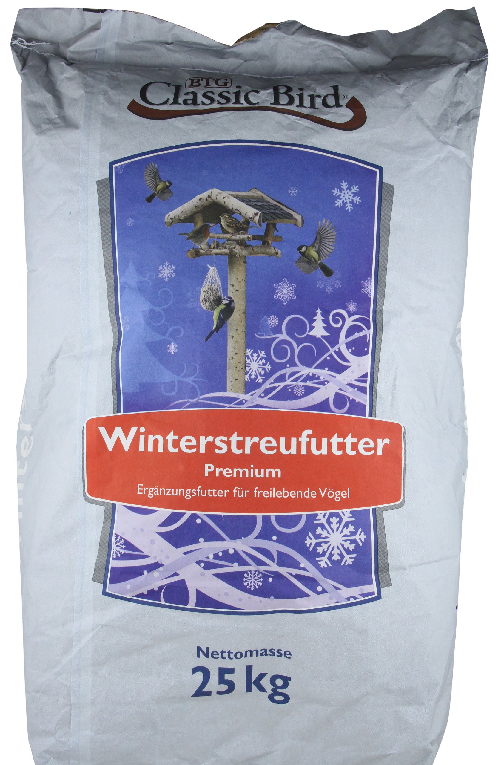 Classic Bird Vogelfutter Winterstreufutter 25 kg, Vogelfutter Wildvogel, Vogelfutter Sonnenblumenkerne, Vogelfutter Hirse, Winterstreu, ganzjahres Vogelfutter, Weizenflocken