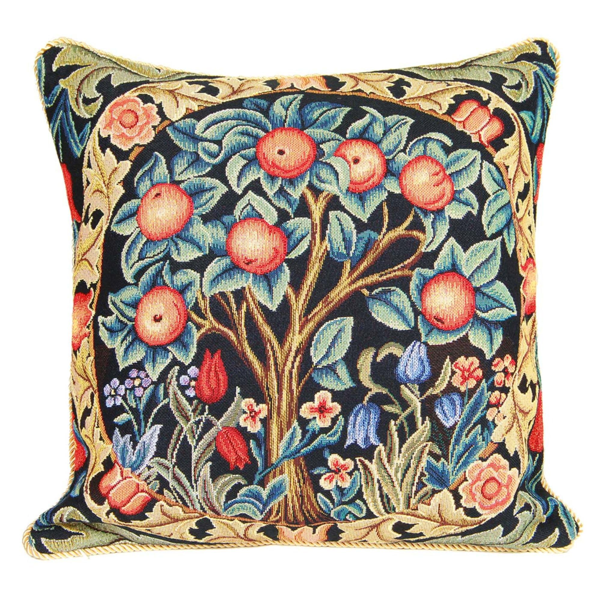 Signare Women's Orange Tapestry Cushion Cover 18 X18 Inches 45Cm X 45Cm Decorative Sofa Cushions With Tree Of Life And Tree By William Morris ( Tree, Ccov-Art-Morris-1)