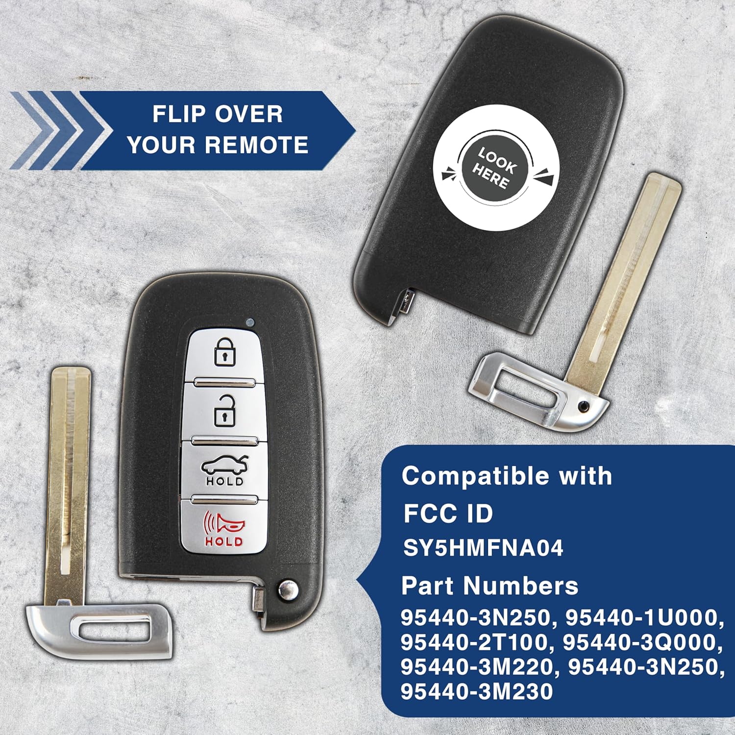 2X KeylessOption Key Fob Replacement for 2009 2010 2011 2012 2013 2014 2015 Hyundai Elantra Genesis Sonata Kia Optima Sorento Remote, 4-Button SY5HMFNA04, Locksmith Required