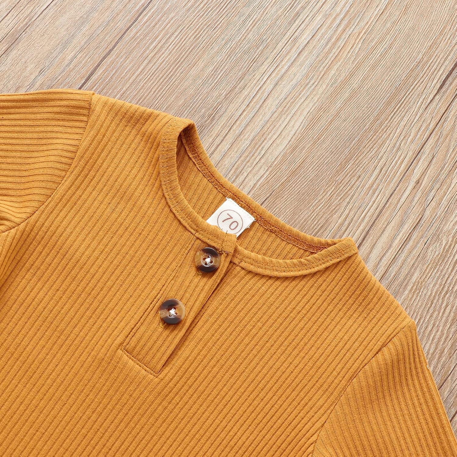 Infant Boys Girls Clothes Set Newborn Baby Romper Hat Ribbed Knit Long Sleeve Button Solid Bodysuit Jumpsuit - Image 4