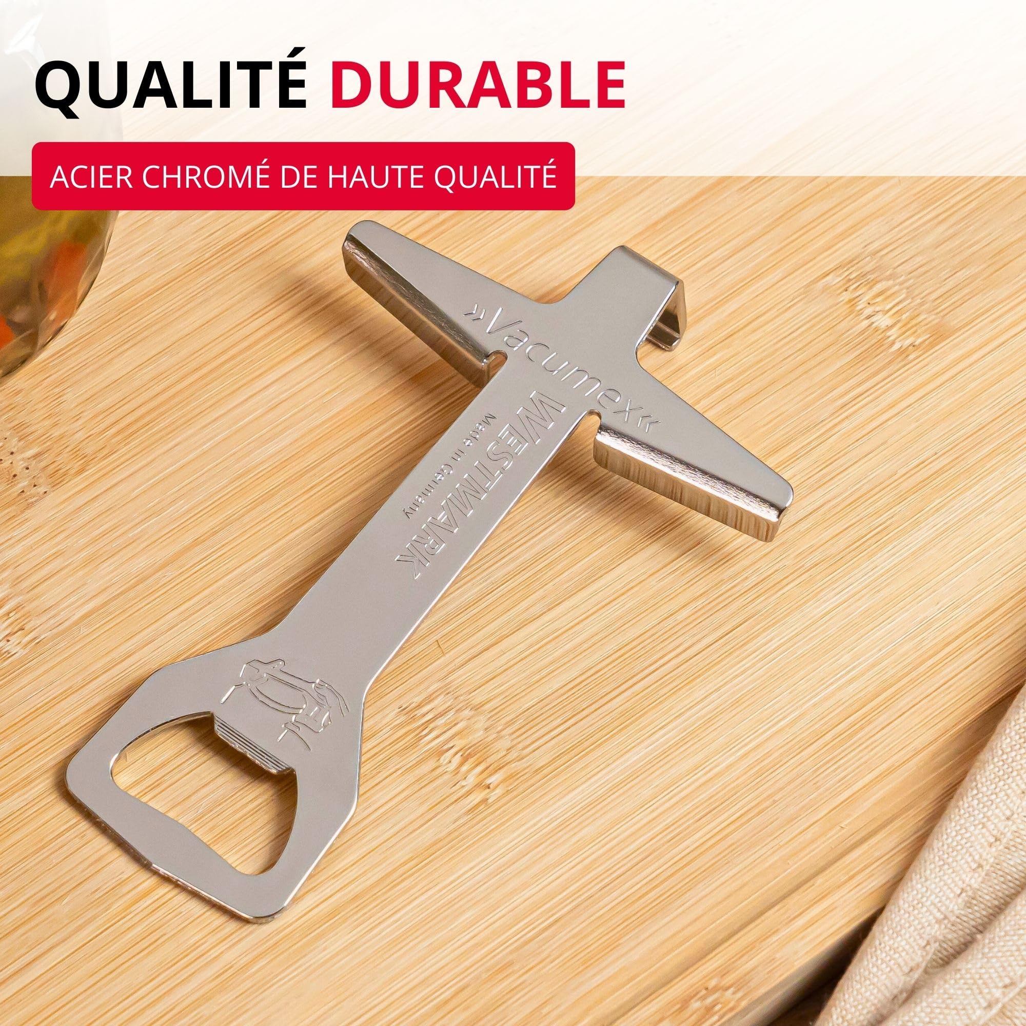 Westmark Ouvre-Bocal avec Décapsuleur 13,1cm Acier Chromé Argent