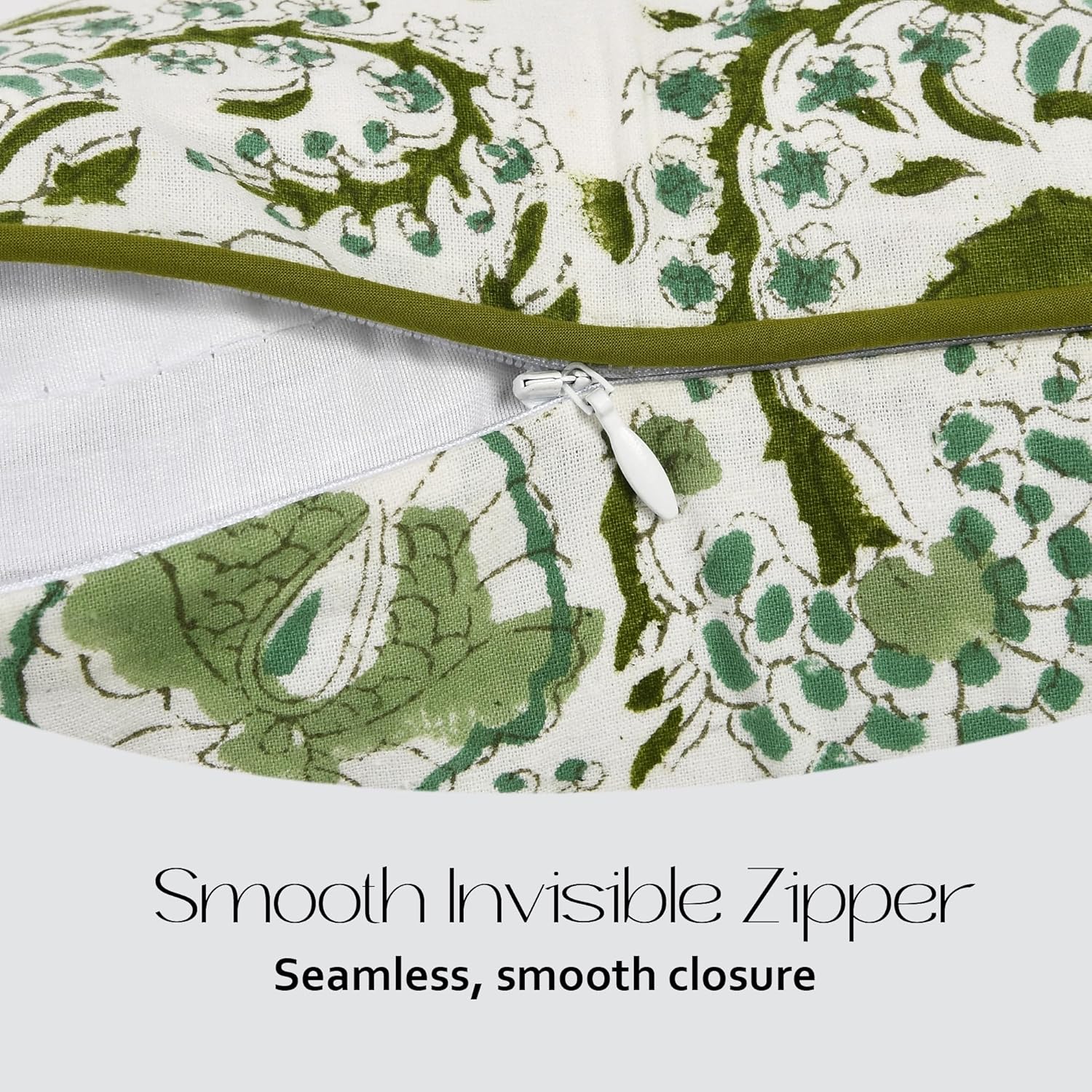 CPC Agate Green 100% Cotton Block Print Sham Cover 14x36 inch, Handmade Boho Floral Pillowcase, Farmhouse Cottagecore Bedding, Soft Decorative Cushion Cover for Bedroom Décor - Image 3