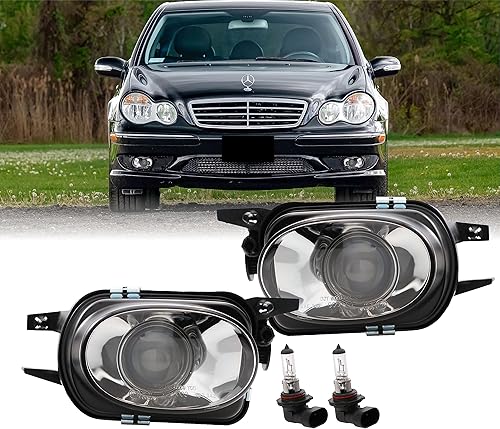 Miniatura 1 de USR - Proyector de lente de vidrio mejorado con luz antiniebla (izquierda + derecha) compatible con Mercedes W203 Clase C Sport 2005-2007 paquete