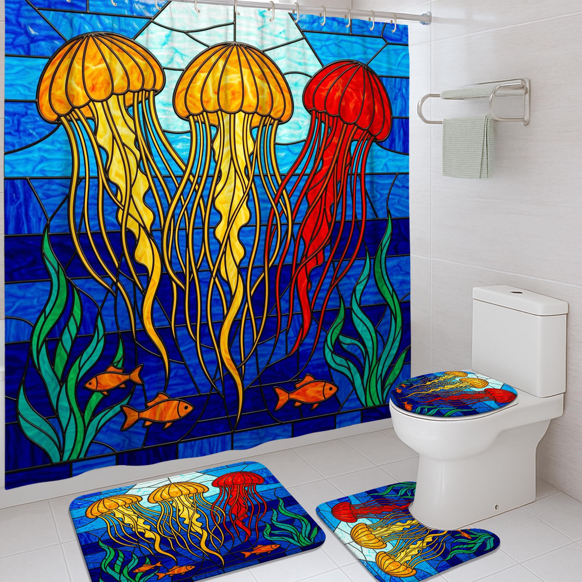 Rideaux de douche imperméables anti-éclaboussures 183 x 183 cm avec tapis de bain