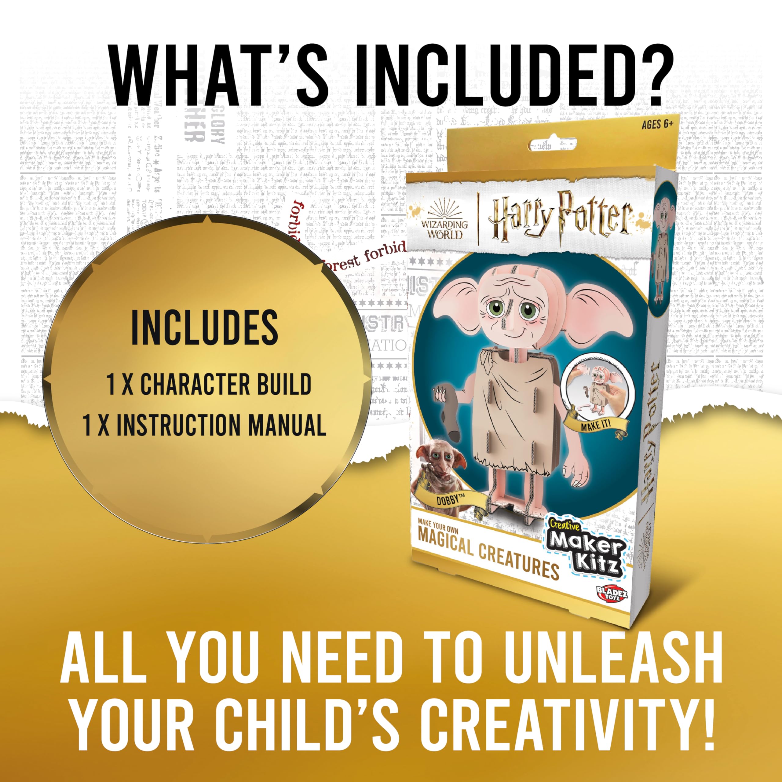 BLADEZ Harry Potter Toyz Make Your Own Dobby Kit, Easy Harry Potter Gift & Eco-Friendly Fun - Image 4