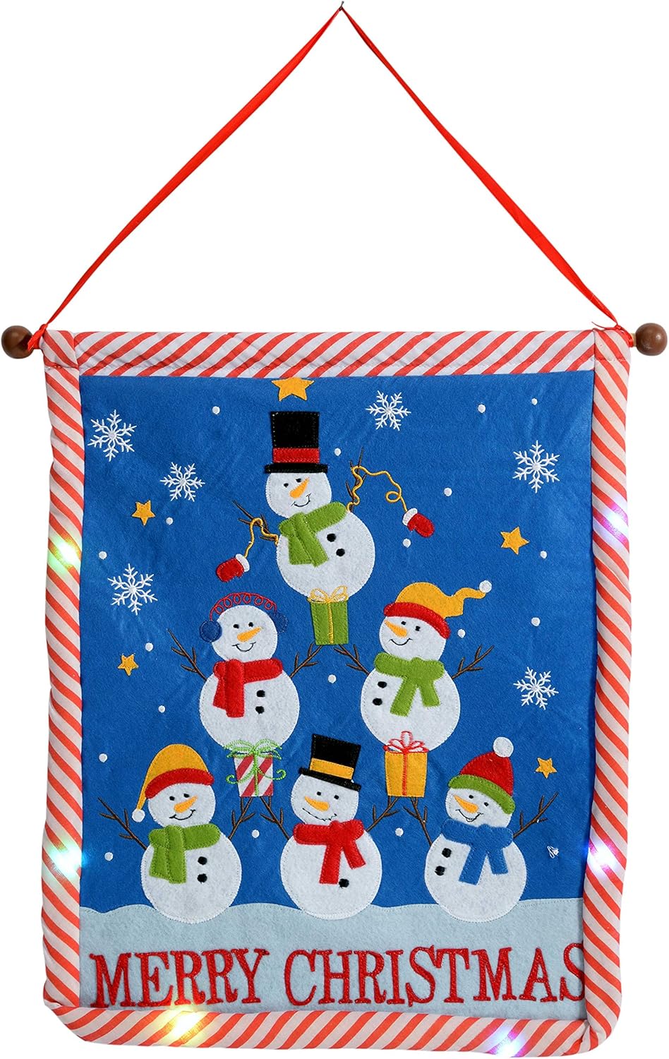 Ho Santa Hanging Christmas Decoration Flag with Colour Changing LED Lights-50cm, 50 x 45 cm, Multicolour