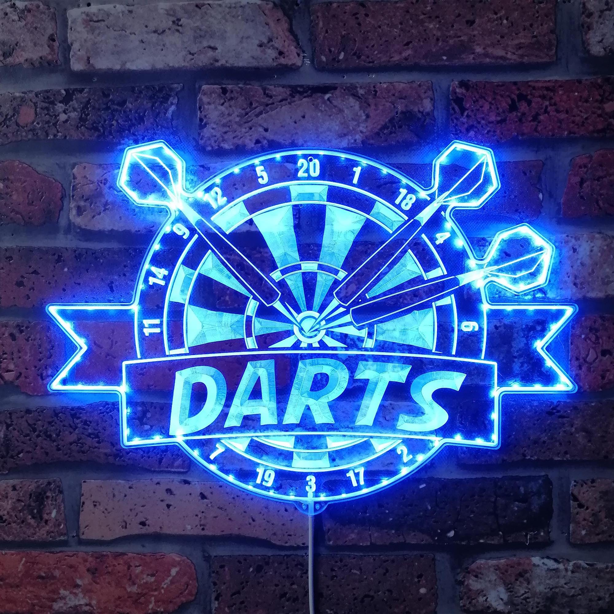 ADVPRO Darts Bar Cafe Pub Game Room RGB Dynamic Glam LED Znak - Wycięty kształt - Inteligentna dekoracja ścienna 3D - Wielokolorowe dynamiczne oznakowanie st06s22-fnd-i0299-c