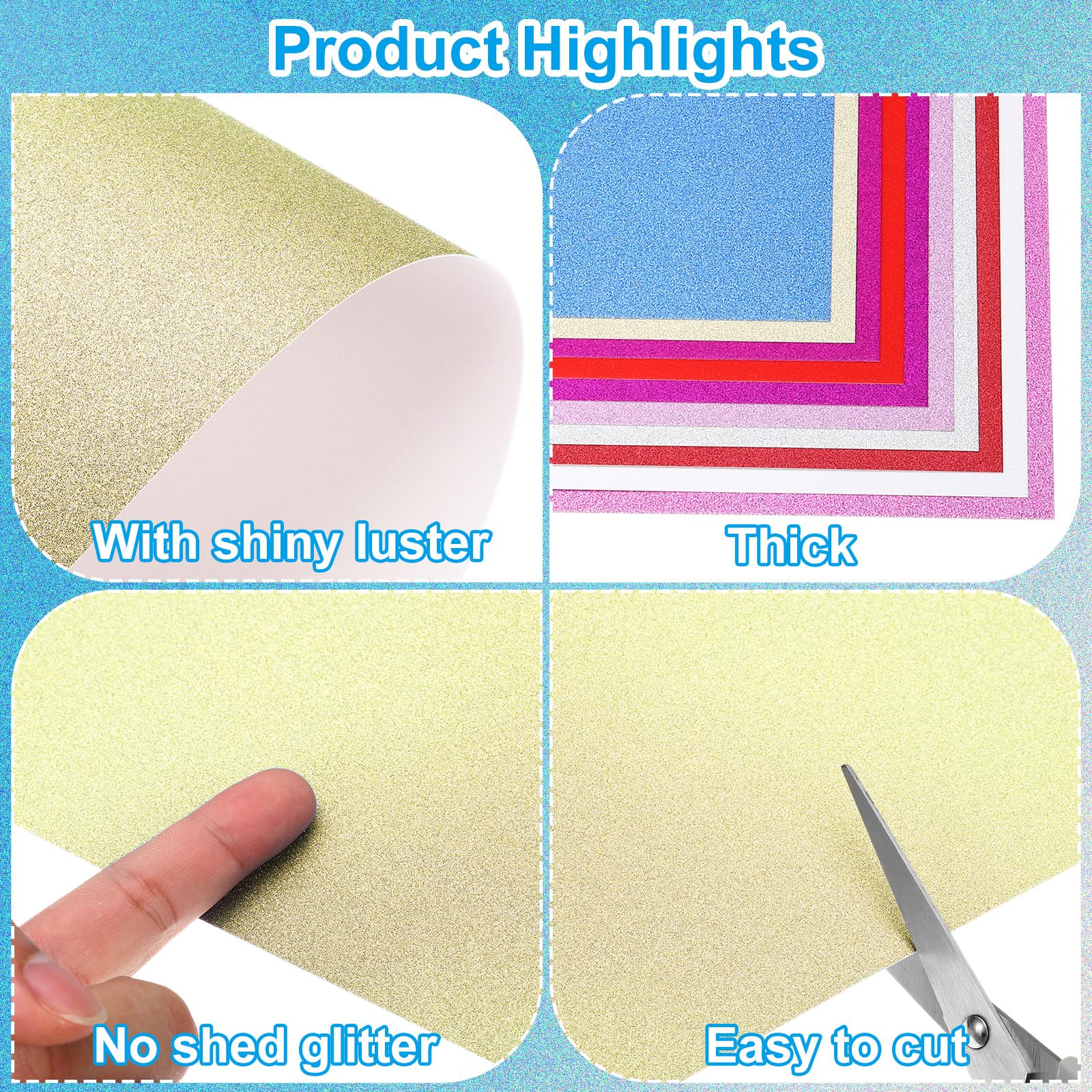 PATIKIL 10 Sheets Light Gold Glitter Cardstock Paper - Image 3