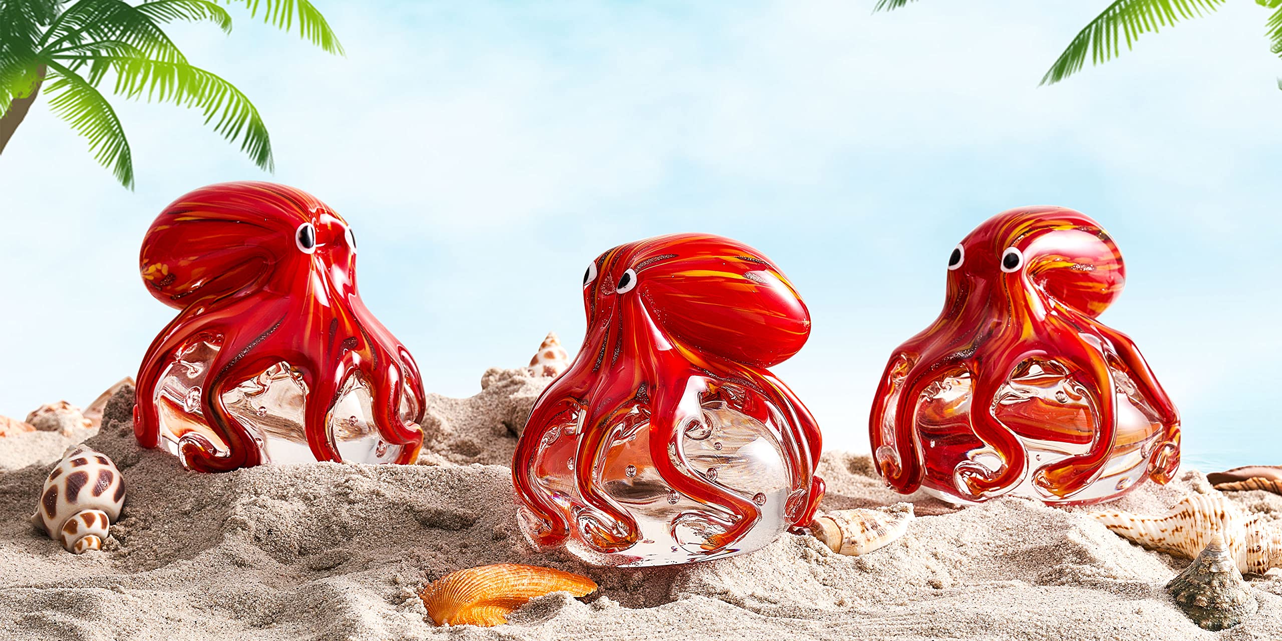 Figura de pulpo soplado de vidrio marino para acuario colección regalo pisapapeles oficina