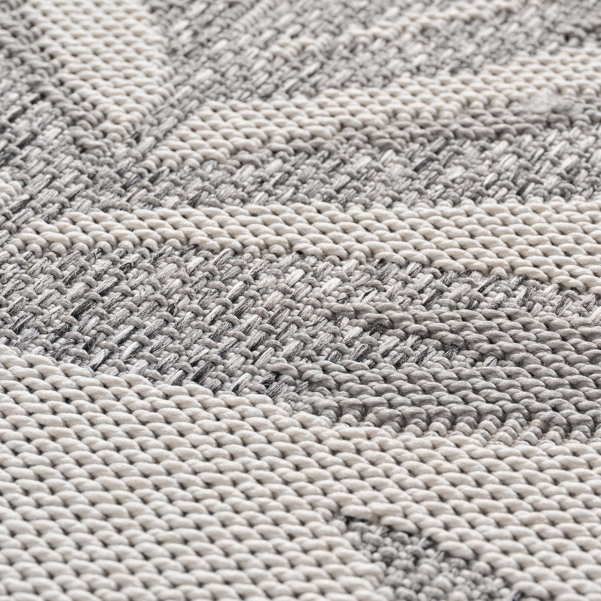 Carpetsale24 Tappeto da Esterno Grigio 140x200 cm, Resistente agli Agenti Atmosferici & UV, Ideale per Cucina, Balcone, Terrazza, Soggiorno e Sala da Pranzo, Design di foglie di palma