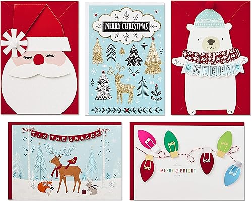 Miniatura 9 de Hallmark Surtido de tarjetas navideñas hechas a mano en caja (juego de 24 tarjetas de felicitación especiales y sobres) (1XPX5156)