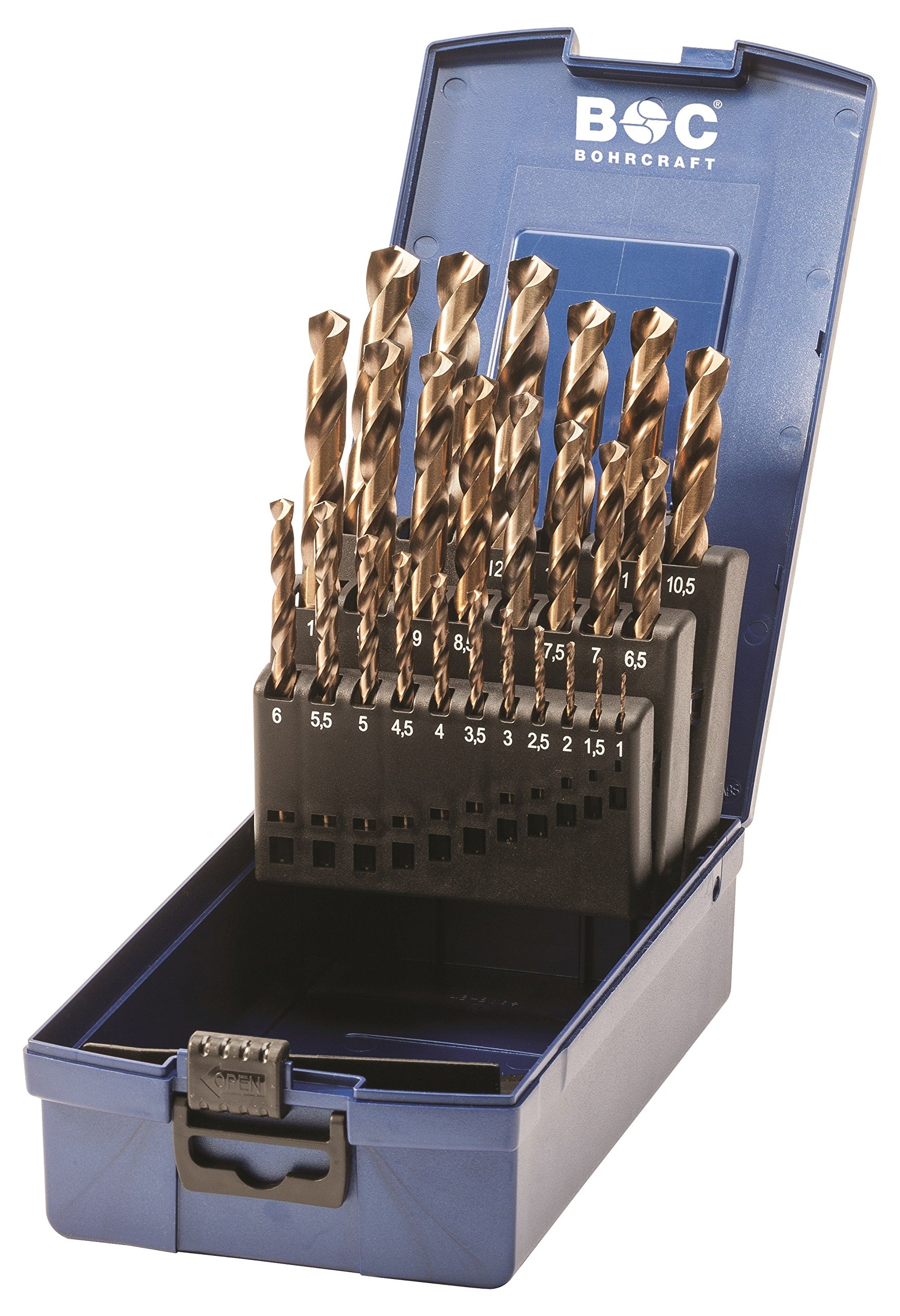 Bohrcraft Jg. brocas DIN 338 N HSS-E Co5%, caja ABS KE13 //1-13x0,5/25-uds.