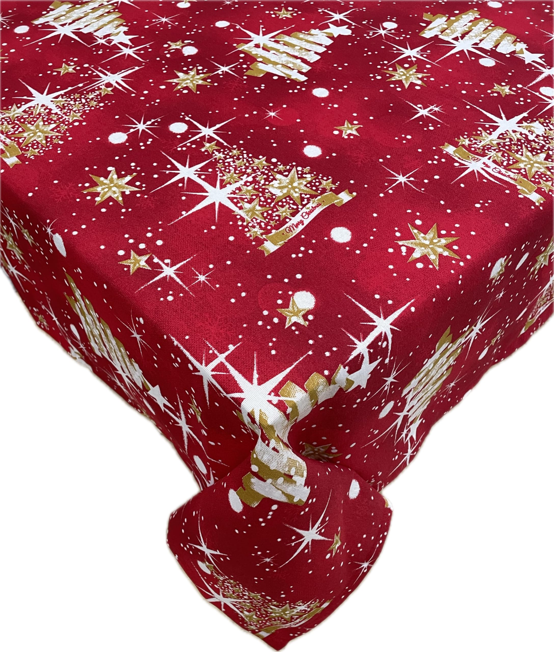 1KDreams Mantel navideño. Diseño refinado y moderno. Fondo rojo. Shabby Chic en clave moderna. Fabricado en Italia. (rojo - rojo, 130 x 180 cm)