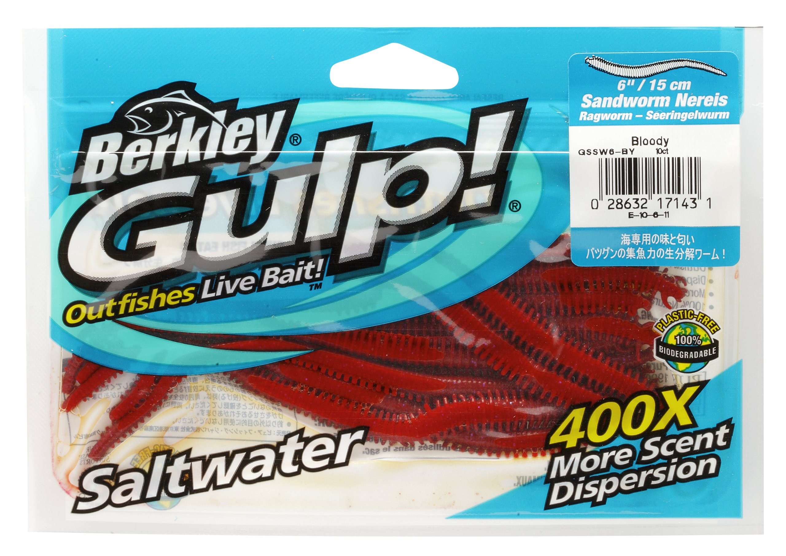 Berkley Gulp! Sandworm,Bloody,6 Inch