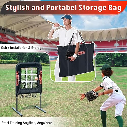 Miniatura 6 de Heavy-Duty 9 Hole Pitching Net with Strike Zone, BaseballSoftball Pitching Target, Portable Height-Adjustable Pitcher Training Equipment, Includes 4