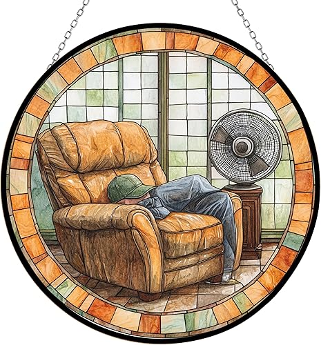 Miniatura 21 de Decoración bohemia personalizada para el día del padre, retro, para picnic, vitral, ventana, colgante, atrapa el sol, Halloween, Haning, decoración