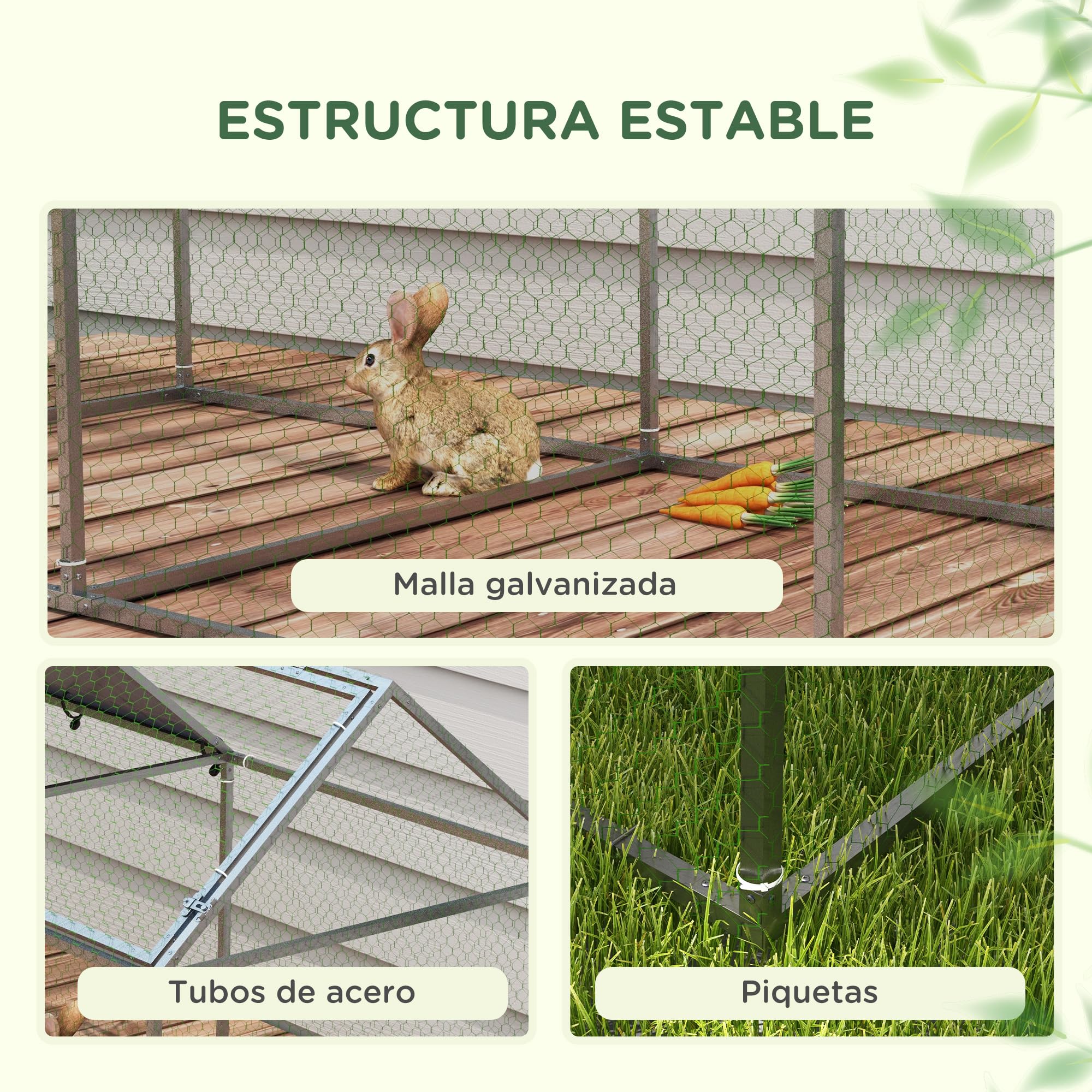 PawHut Jaula para Animales Pequeños Puerta Superior 198x100x120 cm Plata | Parque para Mascotas de Acero, 1 Tela Superior de Anti-UV, para Exterior Jardín