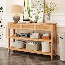 CuisinSmart 36" Farmhouse Console Table with 4 Drawers, Buffet Cabinet Sofa Table with Storage Shelf for Entryway Hallway Kitchen Green