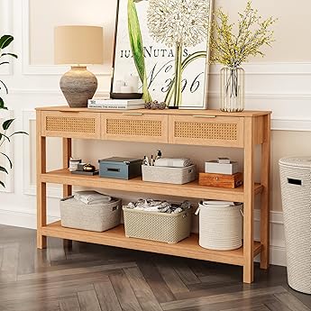 CuisinSmart 36" Farmhouse Console Table with 4 Drawers, Buffet Cabinet Sofa Table with Storage Shelf for Entryway Hallway Kitchen Green