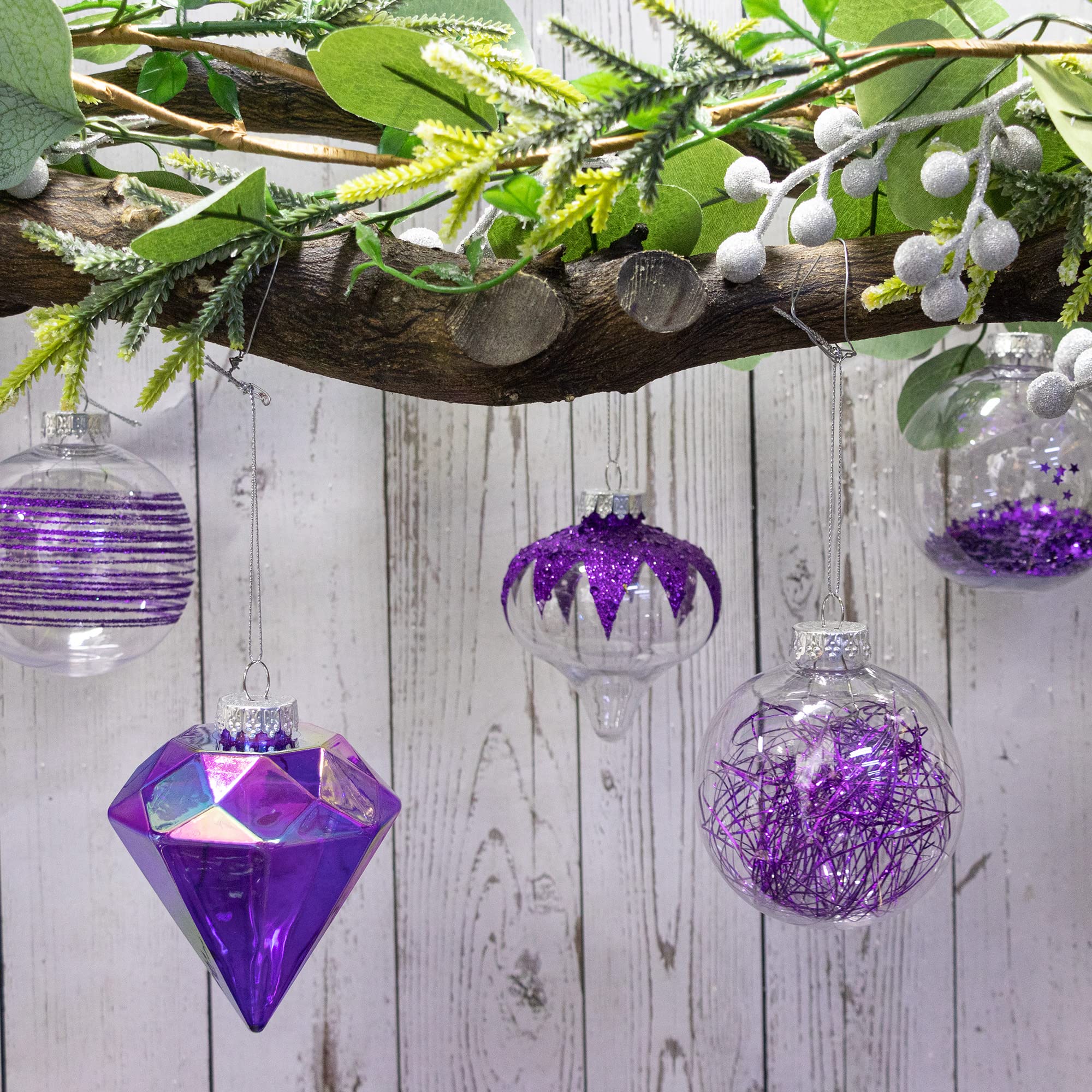 KI Store Purple Christmas Balls 36pcs Shatterproof Christmas Tree Ornaments 4-Inch 3.15-Inch and 2-Inch Christmas Tree Decorations Set