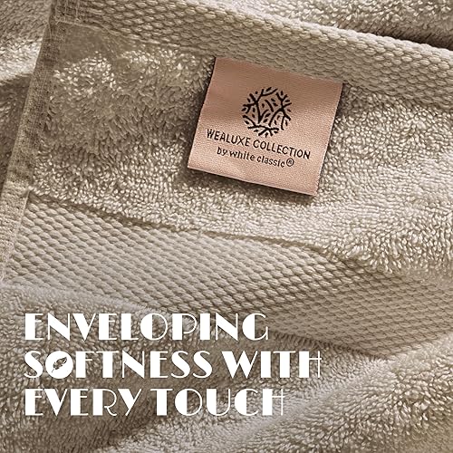 Vista 43 de Wealuxe - Juego de 6 toallas de baño blancas de 24 x 50 pulgadas, juego de toallas de algodón extra absorbentes para baño Blanco,Negro,Gris,Azul