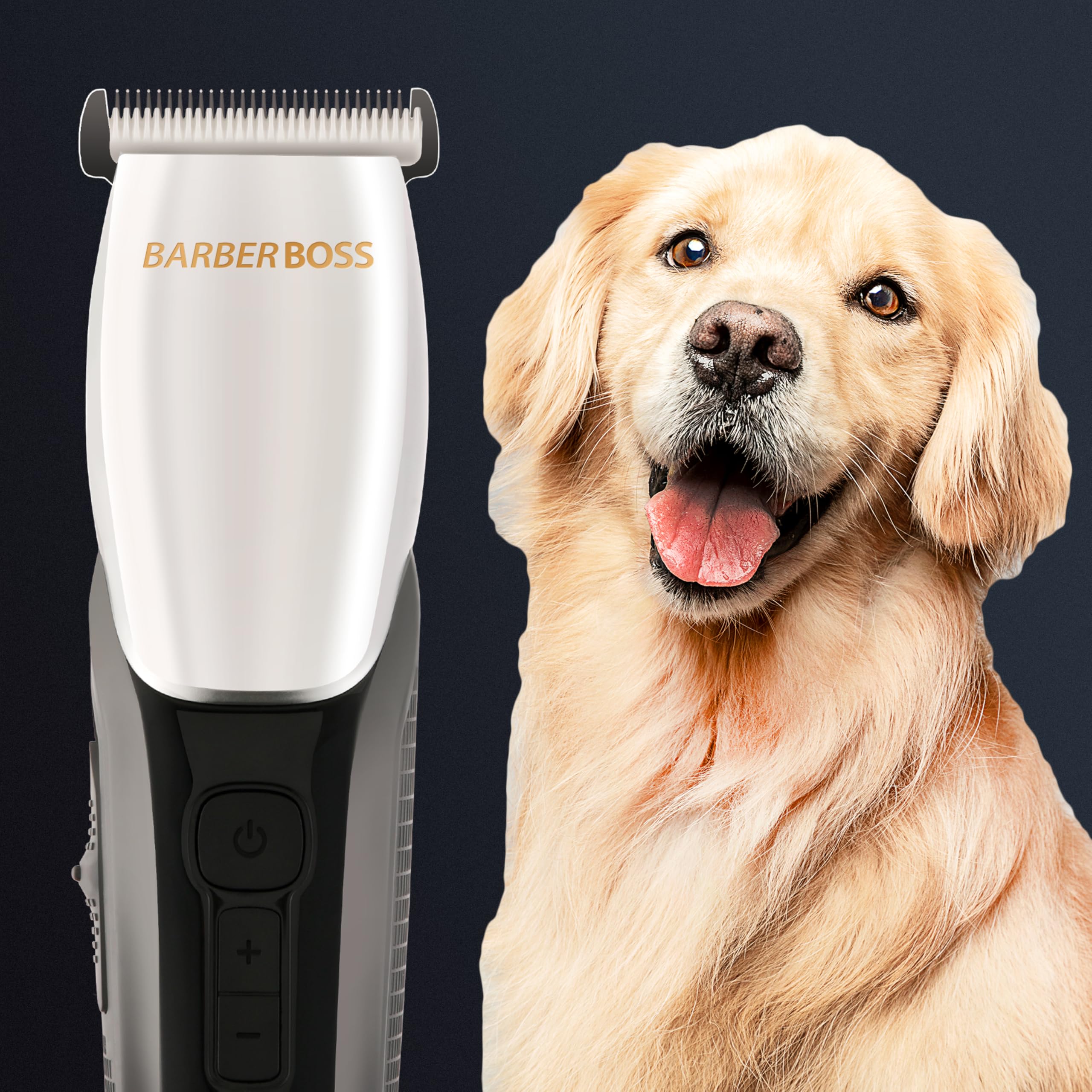 BarberBoss Kit de aseo inalámbrico para mascotas, cortapelos profesional para perros de pelo grueso, recargable para pelaje enmarañado, silencioso, resistente al agua