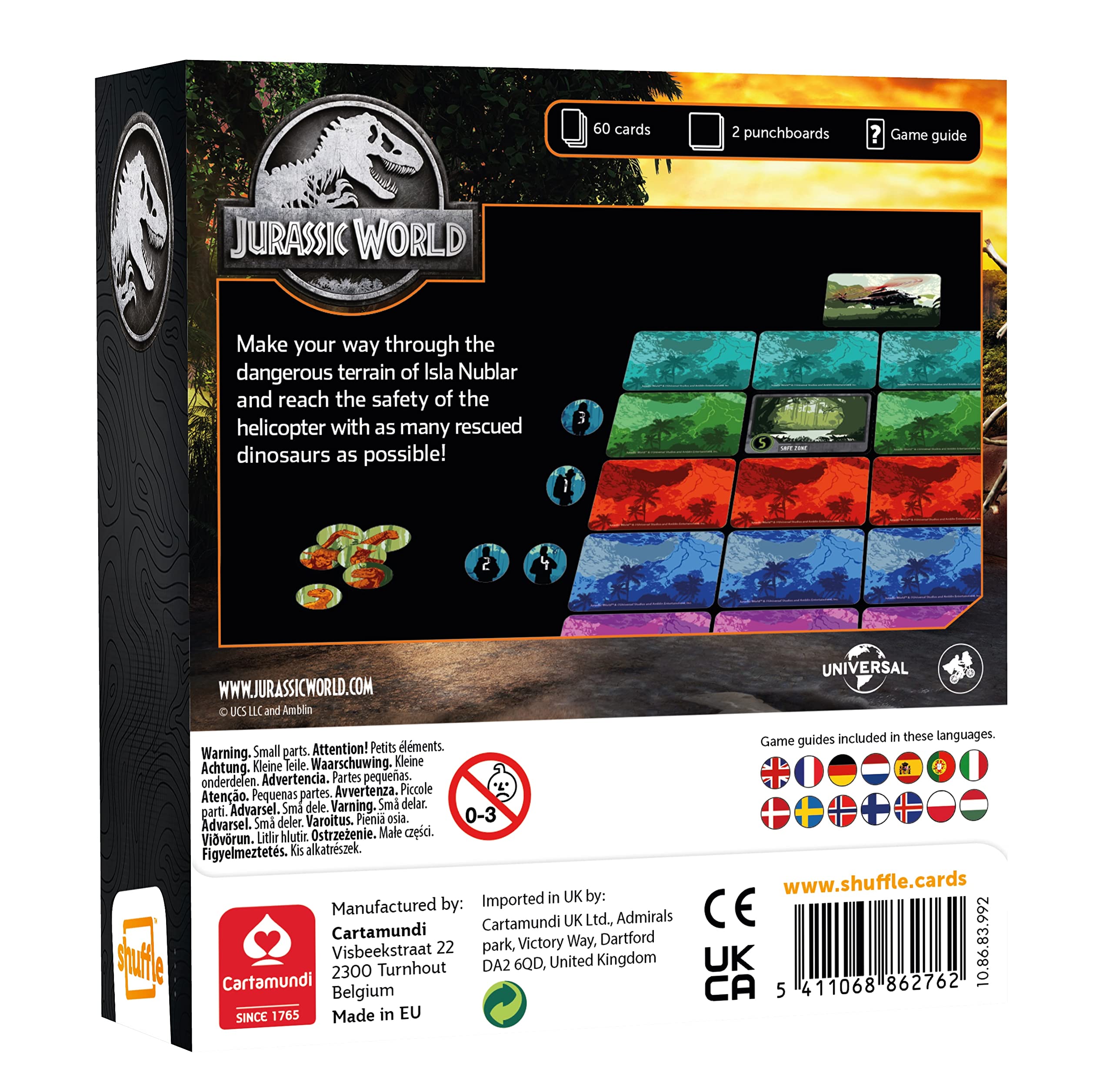 Shuffle Escape The Island Card Game Based on The Movie Jurassic World, 2 to 4 Players from 6 Years Old, Neutral, 50 cm x 50 cm x 28 cm - Image 4