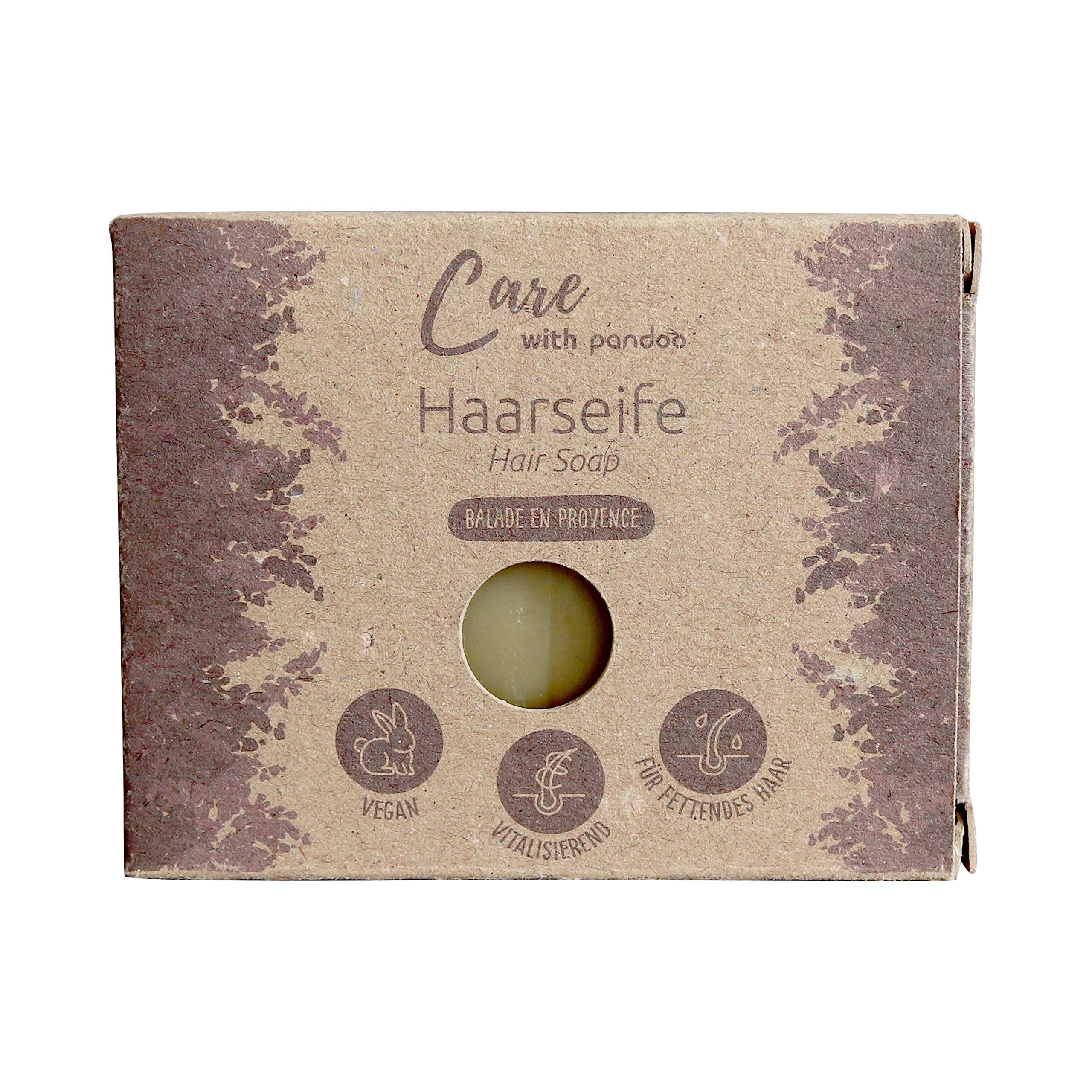 pandoo Haarseife Balade en Provence 100g | Natürliche Inhaltsstoffe, Vegan & Plastikfrei | Festes Shampoo für Männer und Frauen | 4 Stück