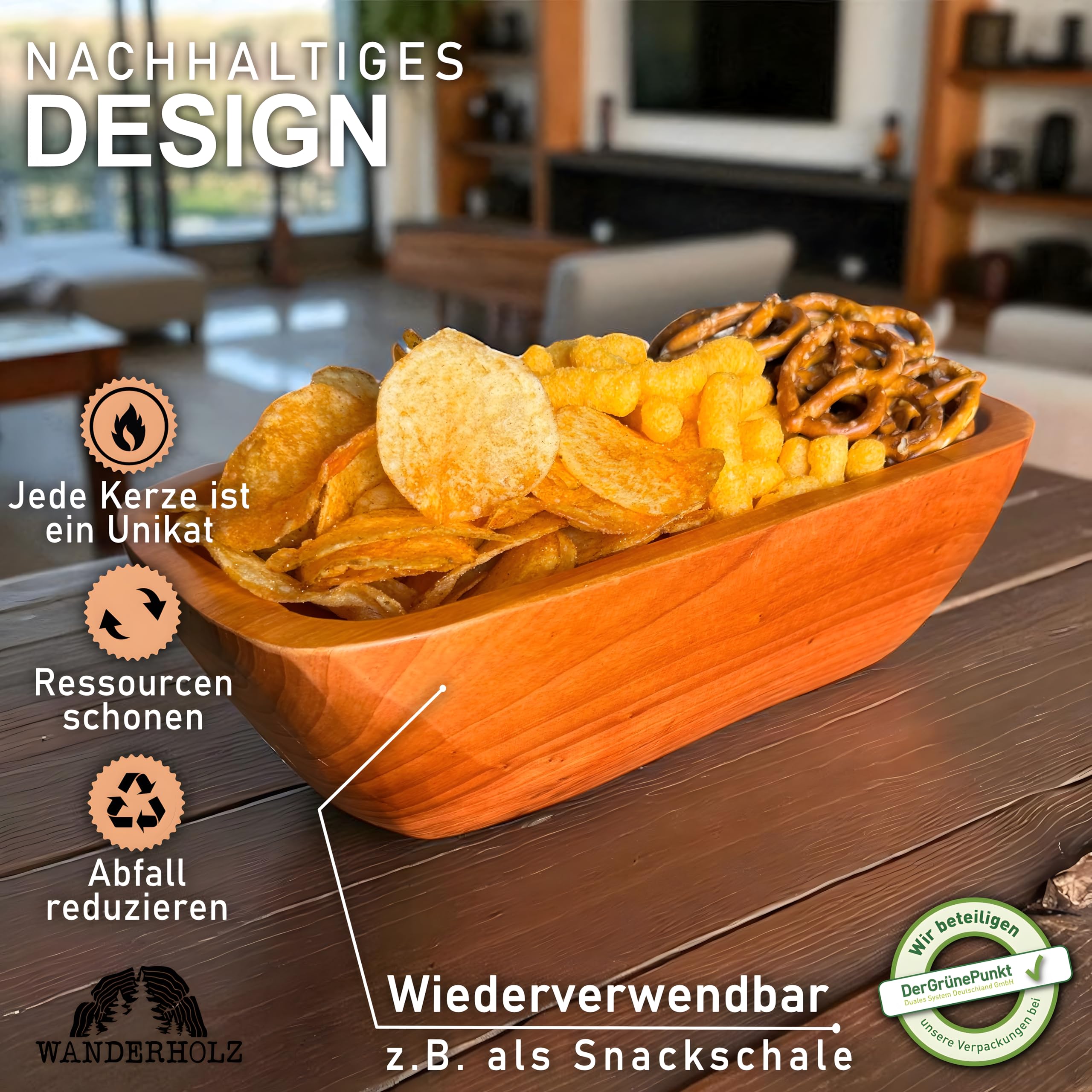 Bougie en cire de soja dans un bol en bois de cèdre - Bougie à plusieurs mèches durable avec cire de soja - Bougie à quatre mèches - Bougie de soja - Grande bougie cadeau - Grande