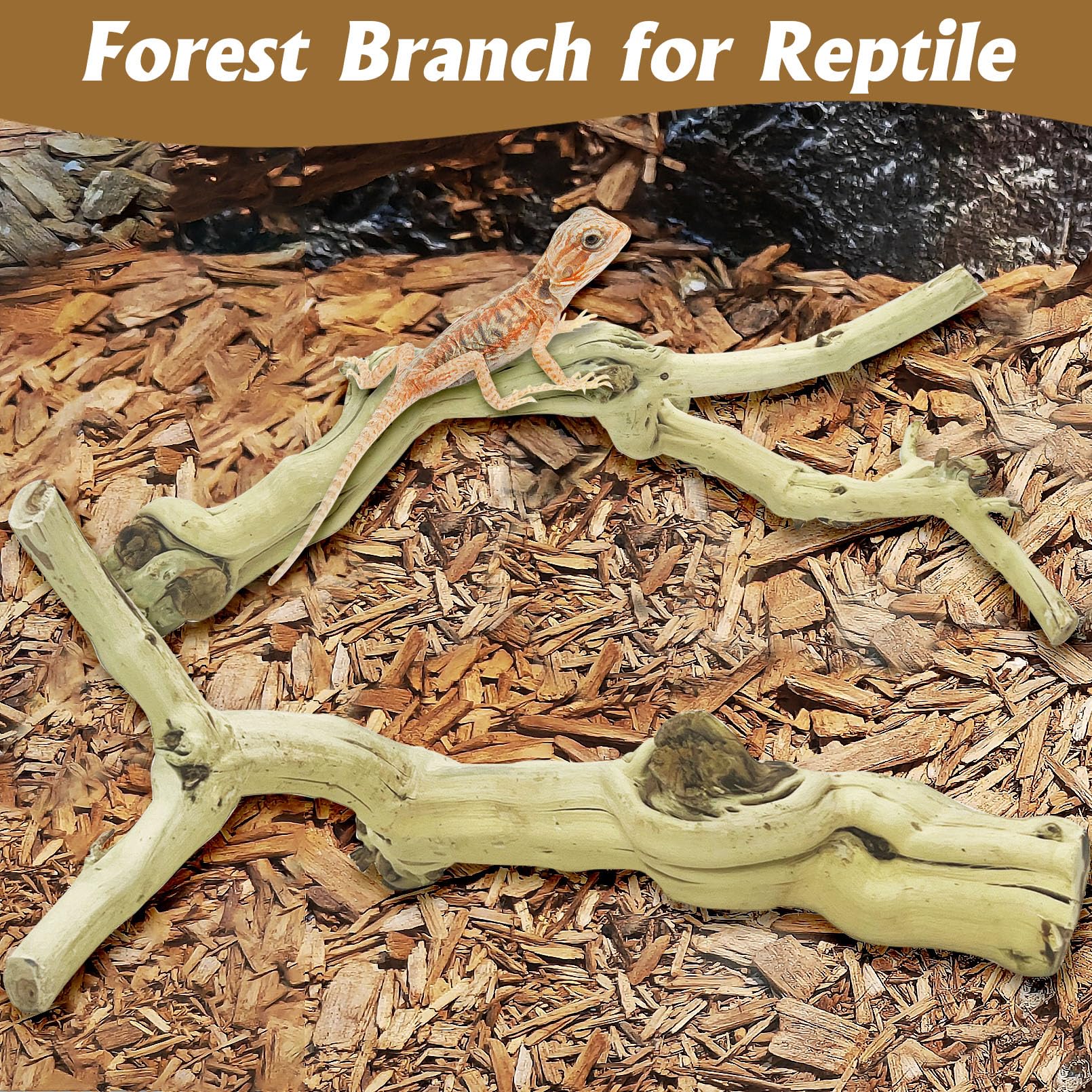 VCEPJH Rama de escalada de serpiente, 3 piezas, madera de reptil, corcho natural, decoración de terrario, accesorios de tanque de dragón barbudo, tronco de árbol para camaleón, gecko, pitón, rana y