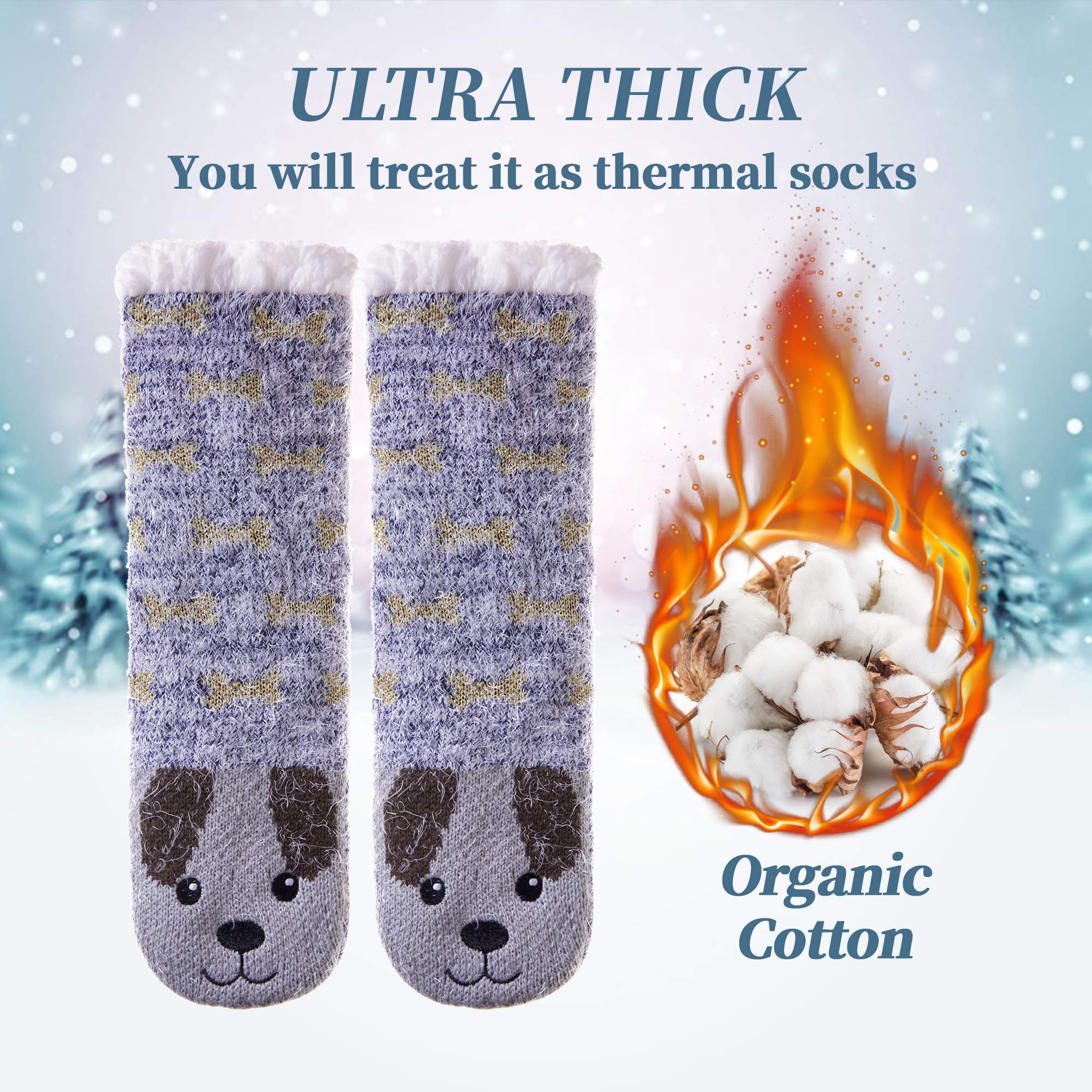LANLEO Calcetines mullidos para mujer con pinzas, para invierno, cálidos, gruesos, forro polar de felpa, antideslizantes, calcetines para el hogar