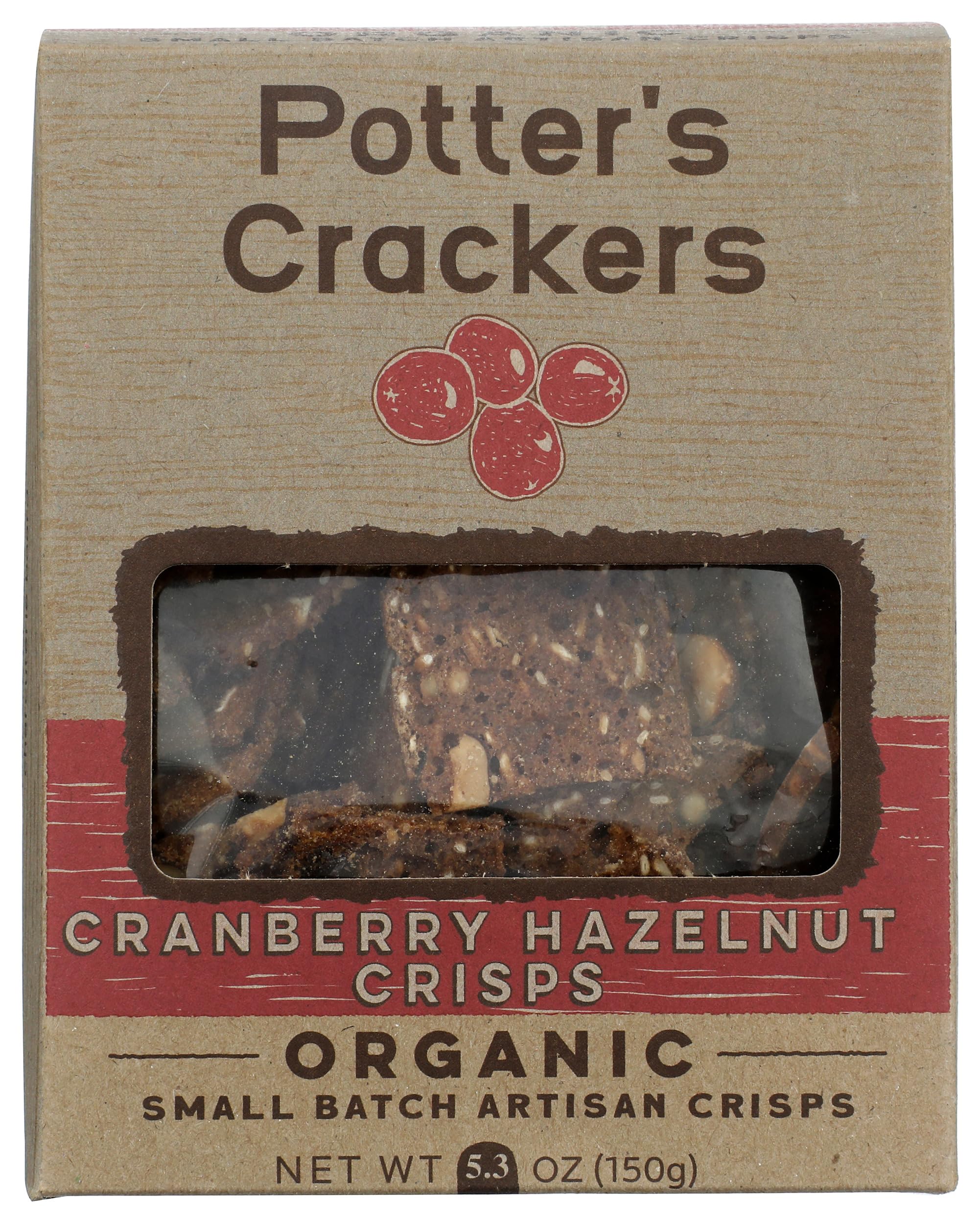 Potter's Crackers, Crisp Cranberry Hazelnut, 5.3 Ounce