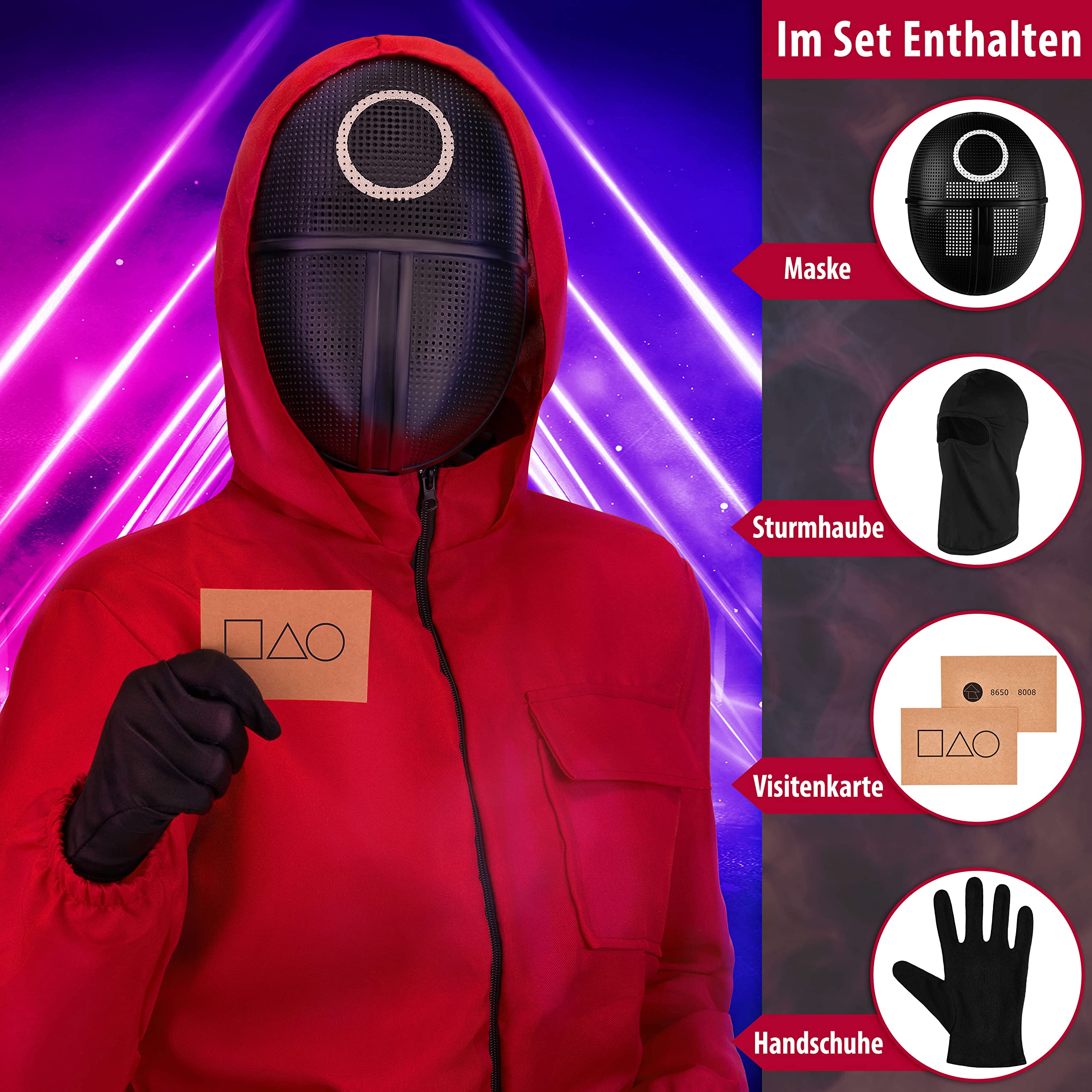 Balinco The Game Mask + Balaclava + Black Gloves + 1x Game Card for Halloween Carnival & Carnival as Costume for Men & Women (Circle) - Image 2