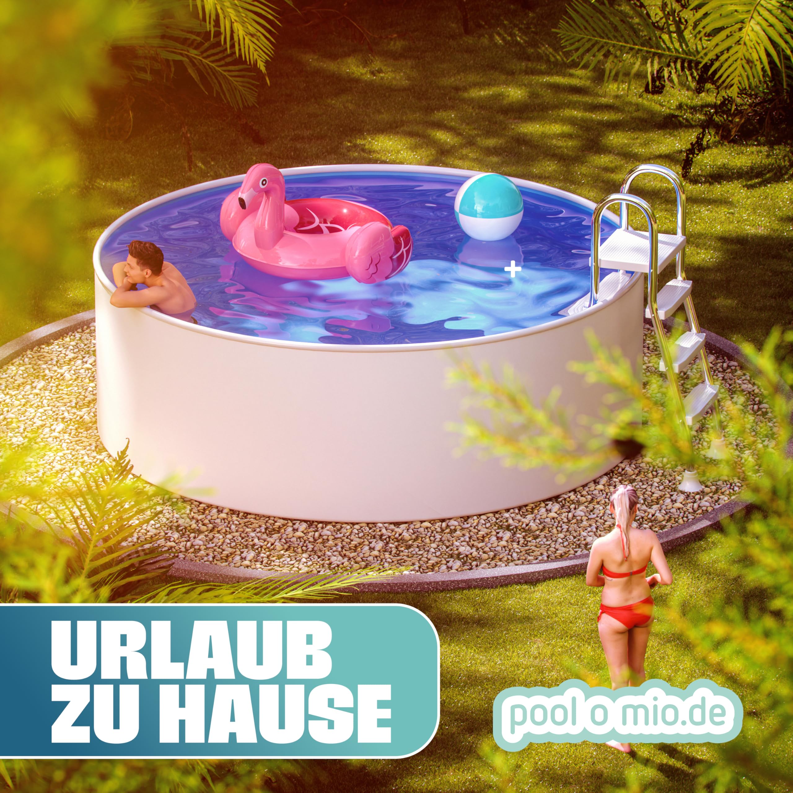 Piscine Ronde Poolomio à Paroi En Acier - 240 X 90 Cm, Blanc, Kit Complet Avec Skimmer - 10