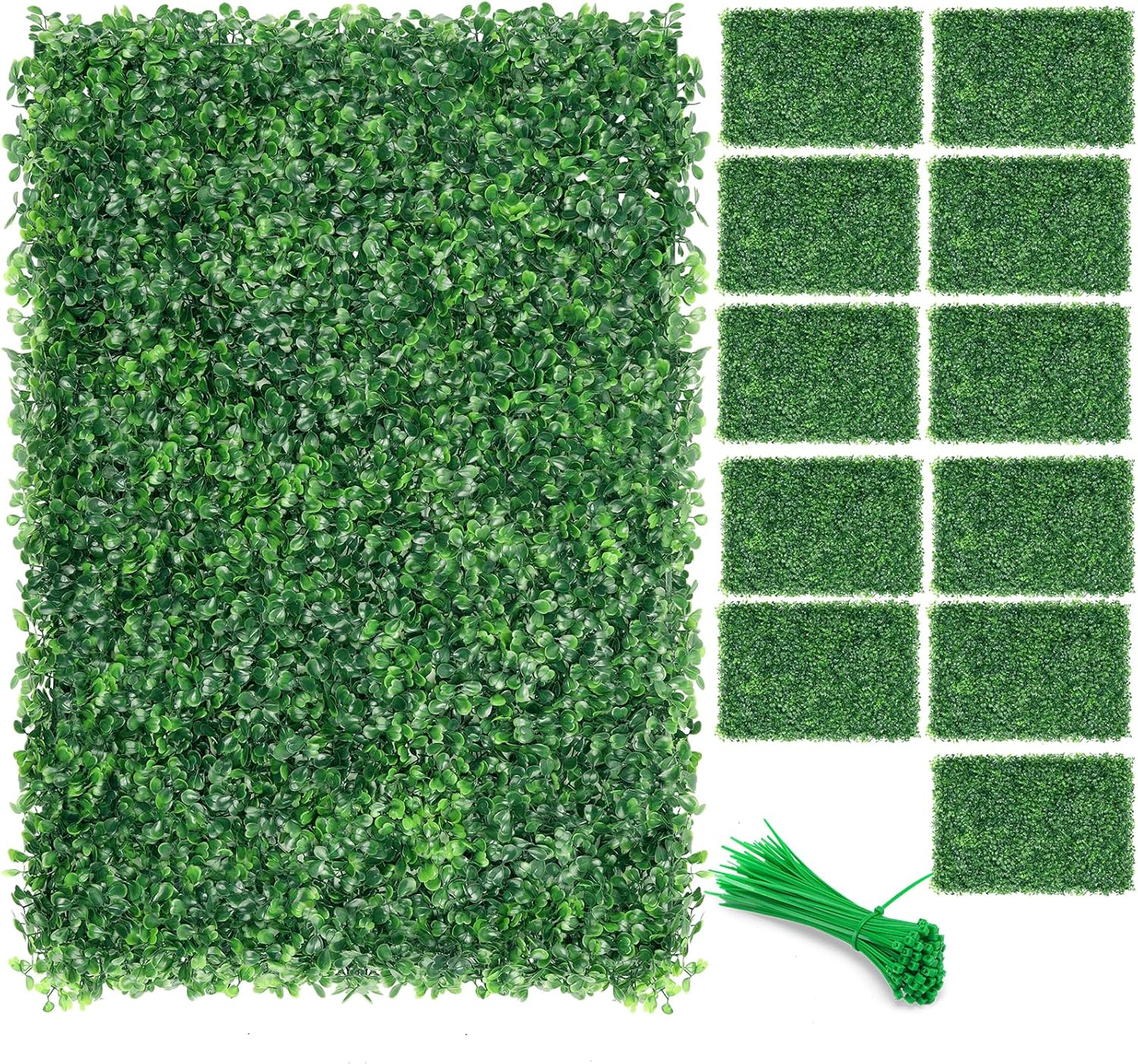 ZXMOTO 24"x16" Artificial Boxwood Hedge Panels 12PCS, Privacy Hedge Screen Faux Boxwood for Outdoor, Indoor, Garden, Fence, Backyard and Decor