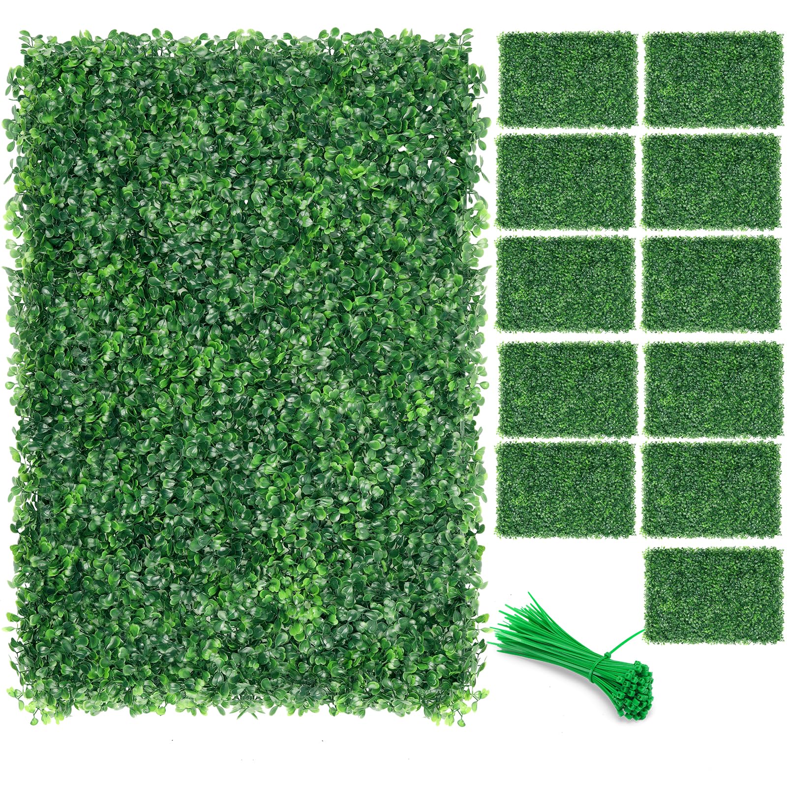 ZXMOTOArtificial Boxwood Hedge Panels 24PCS Topiary Hedge Plant Faux Grass Wall Decoration Faux Greenery Wall Panel for Indoor Outdoor Garden Backyard Decor (23.6"x15.7"(24 Pack))
