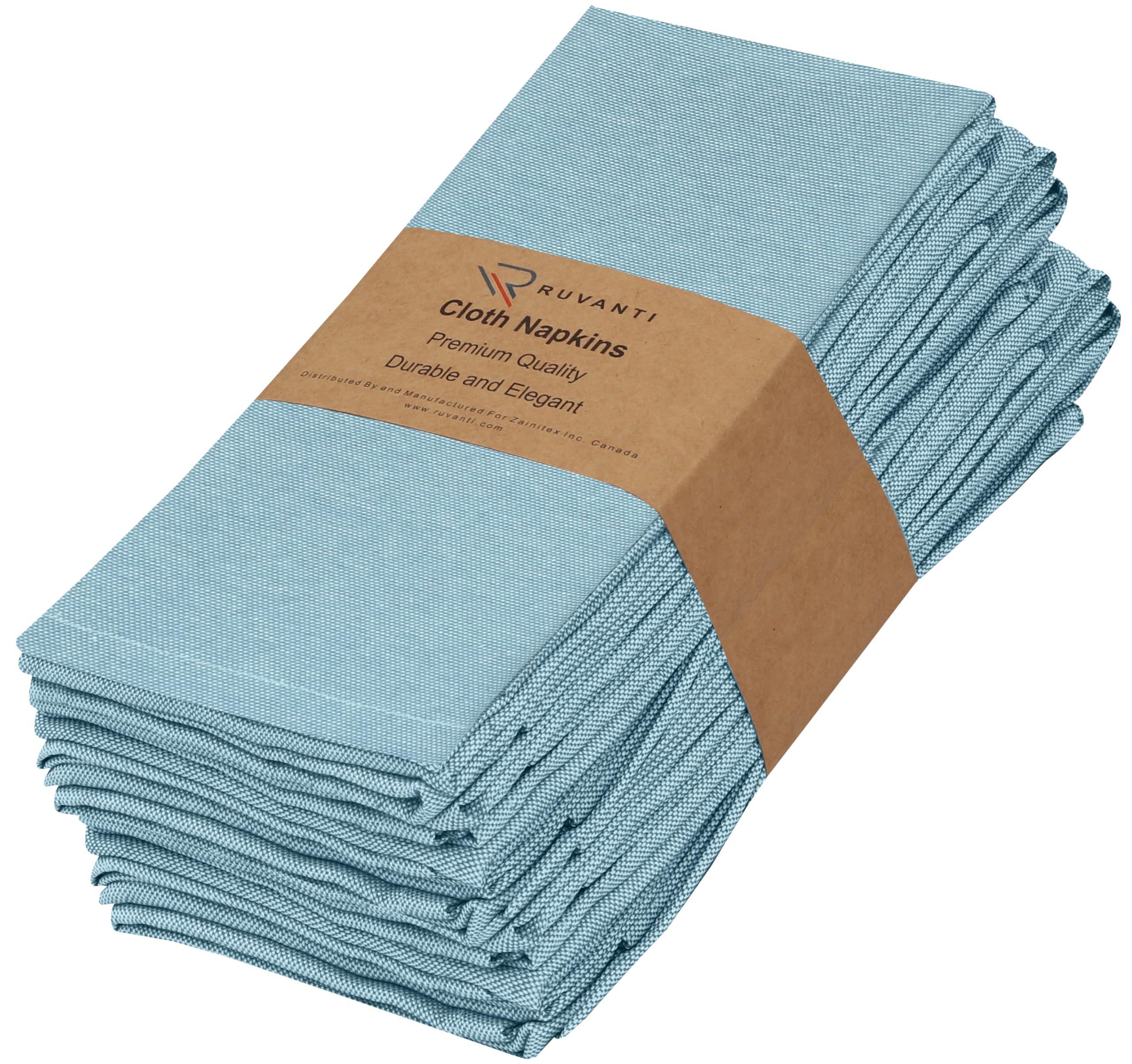 Ruvanti Baby Blue Cloth Napkins Set Of 12, 18X18 Inch Napkin Cloth Washable, Soft & Durable, Poly Cotton Dinner Napkins For Parties, Thanksgiving & Weddings