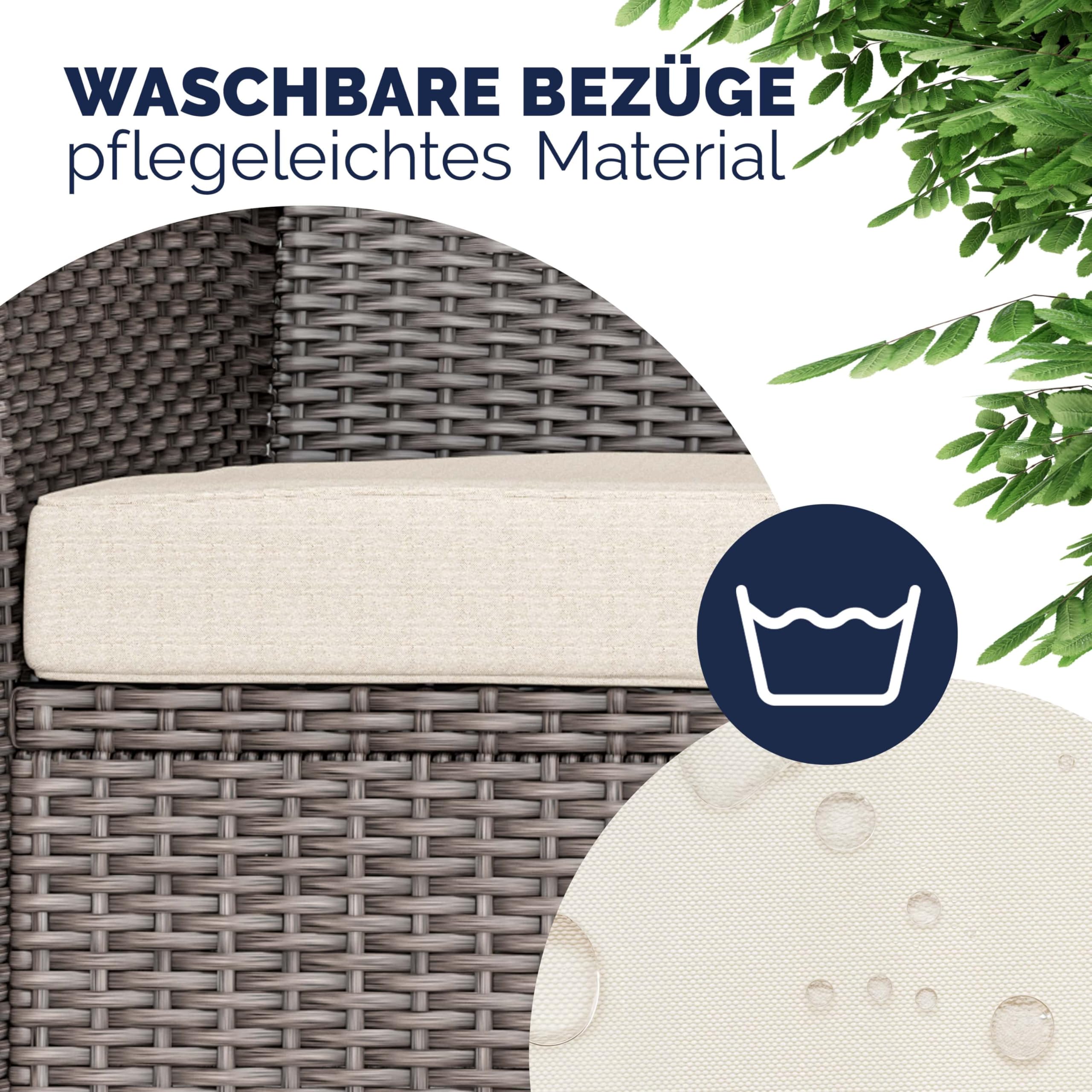 Casaria® Gartenbank Wetterfest Polyrattan Tisch Auflagen 320kg Belastbarkeit UV-beständig Garten Balkon Bank Möbel Sitzbank 2-Sitzer 143x55x88cm Creme