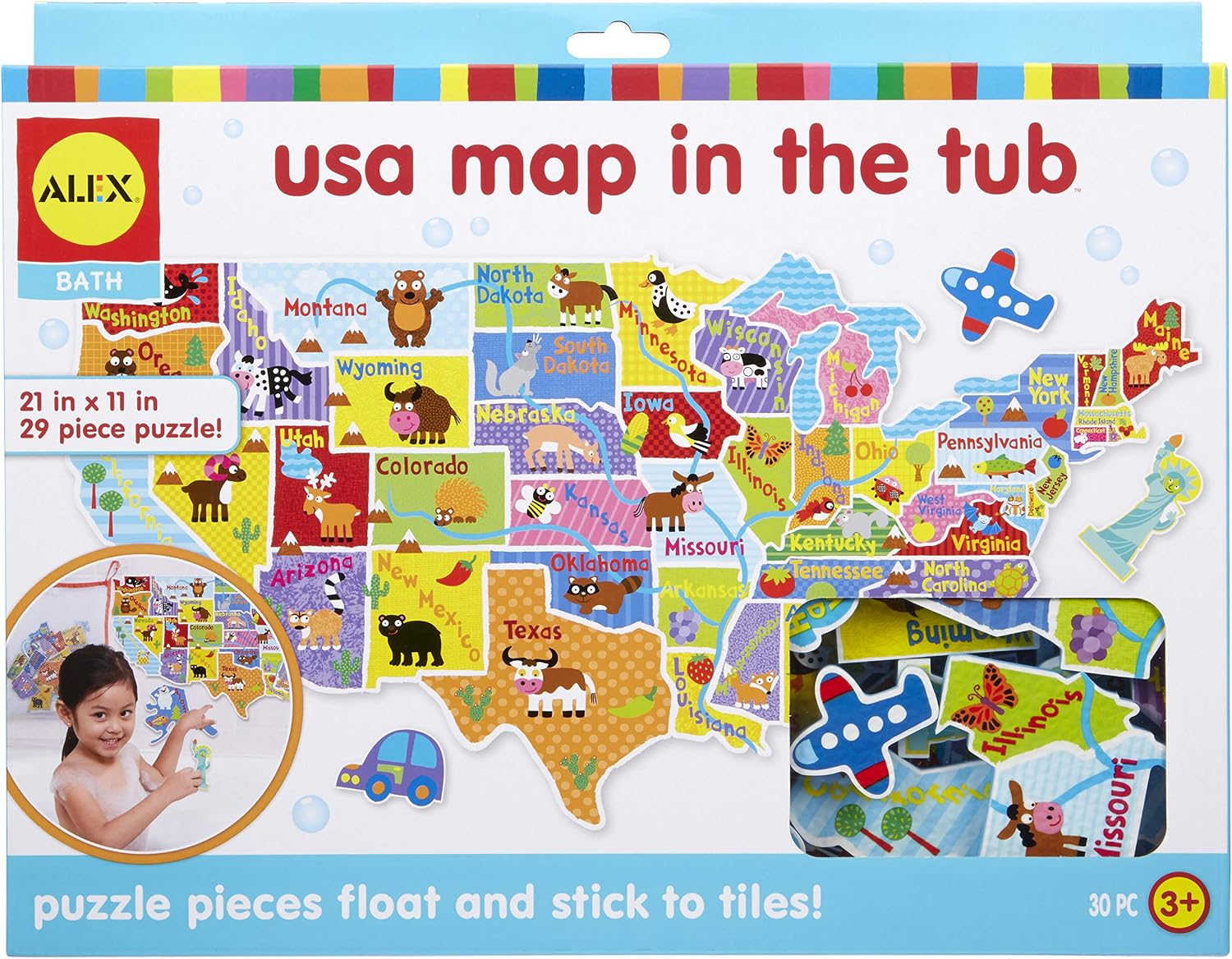 Alex Bath USA Map in The Tub Kids Bath Activity