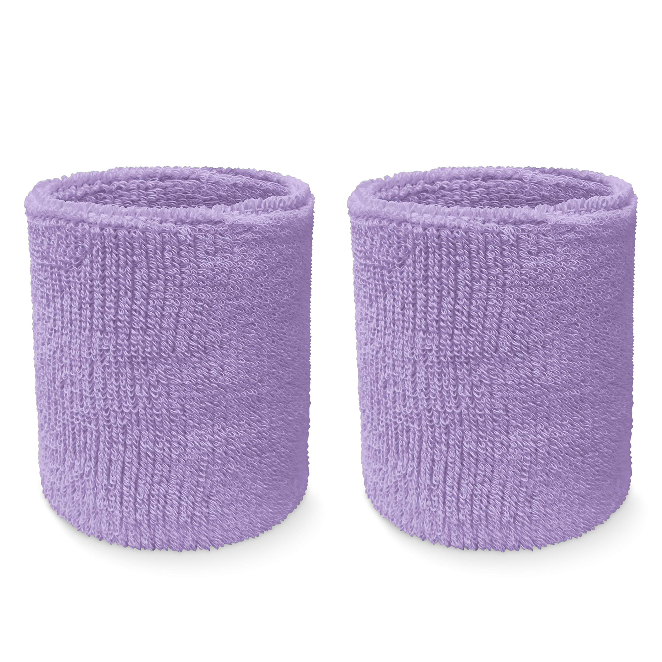 Couver Wrist Sweatband - Soft Lilac Solid Cotton Terry Colth Sport Wristband, 1 Pair โ image 1