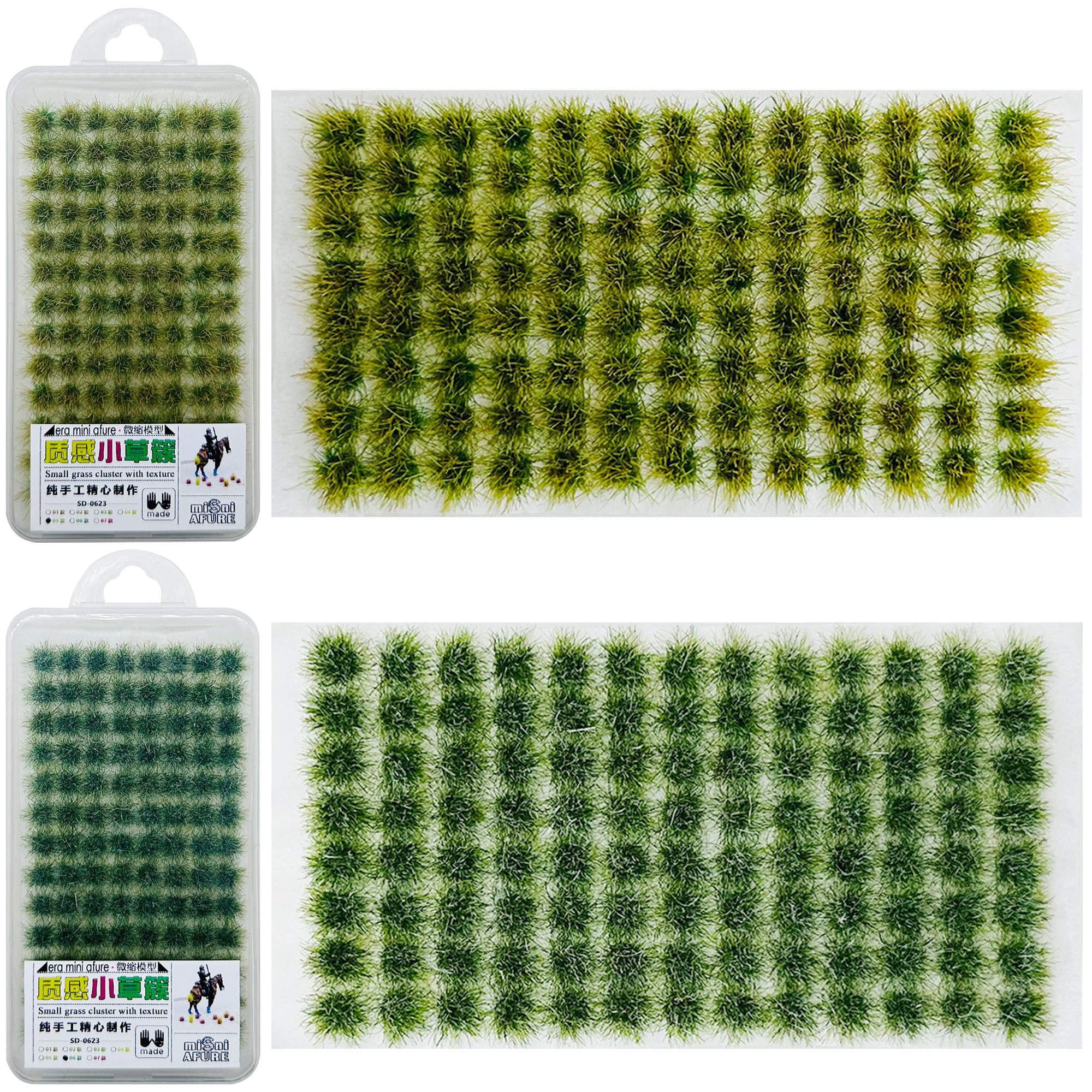 Attuslla 208 PCS Static Grass Tuft Model Grass Tufts Railway Artificial Grass 2 Color Bushy Tuft Flower Cluster Vegetation Groups for DIY Architecture Building Model Train Landscape Railroad Scenery