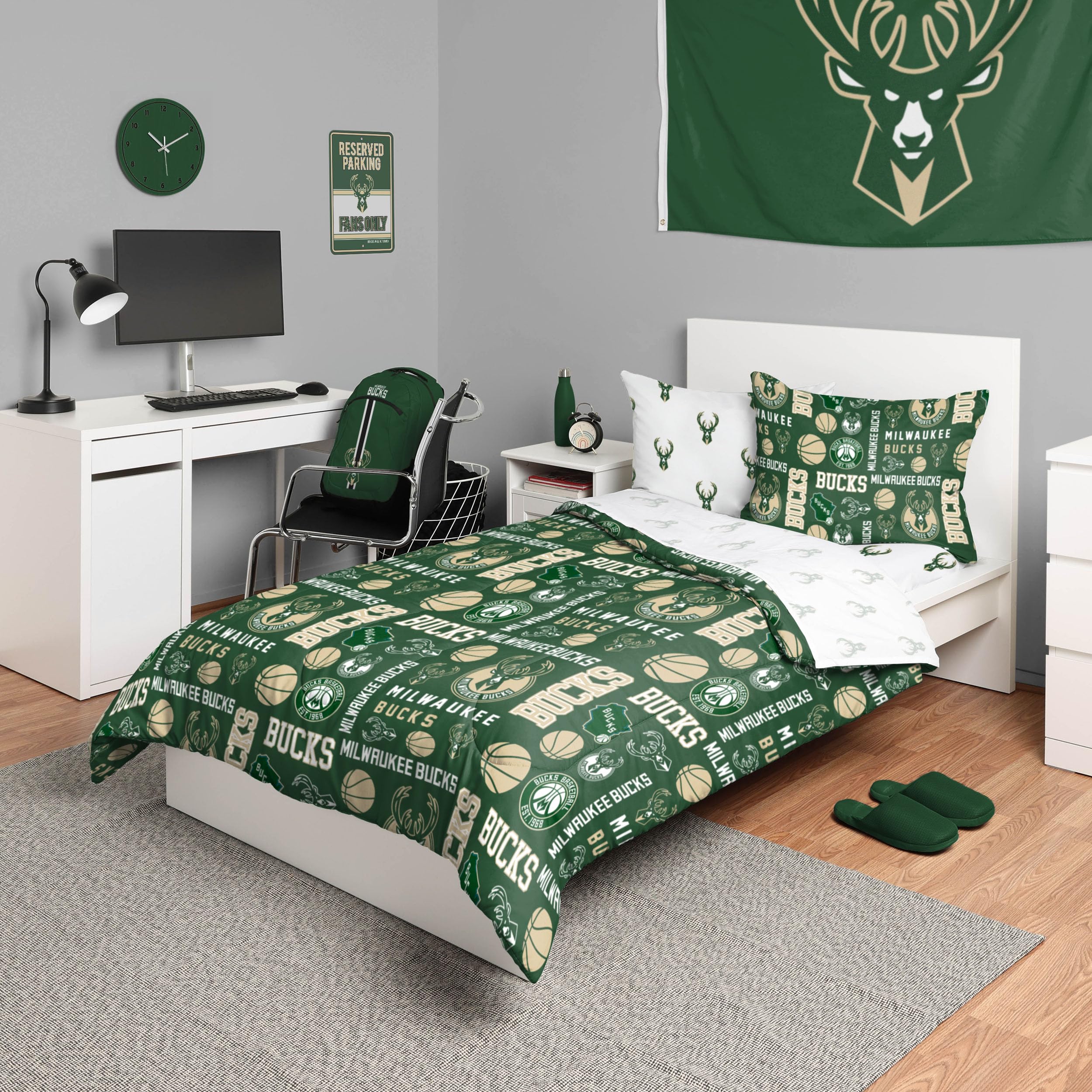 FOCO Unisex-Adult NBA Team Logo Bed in a Bag Comforter, Sheets, Pillow Cases Bedding 5-Piece Set