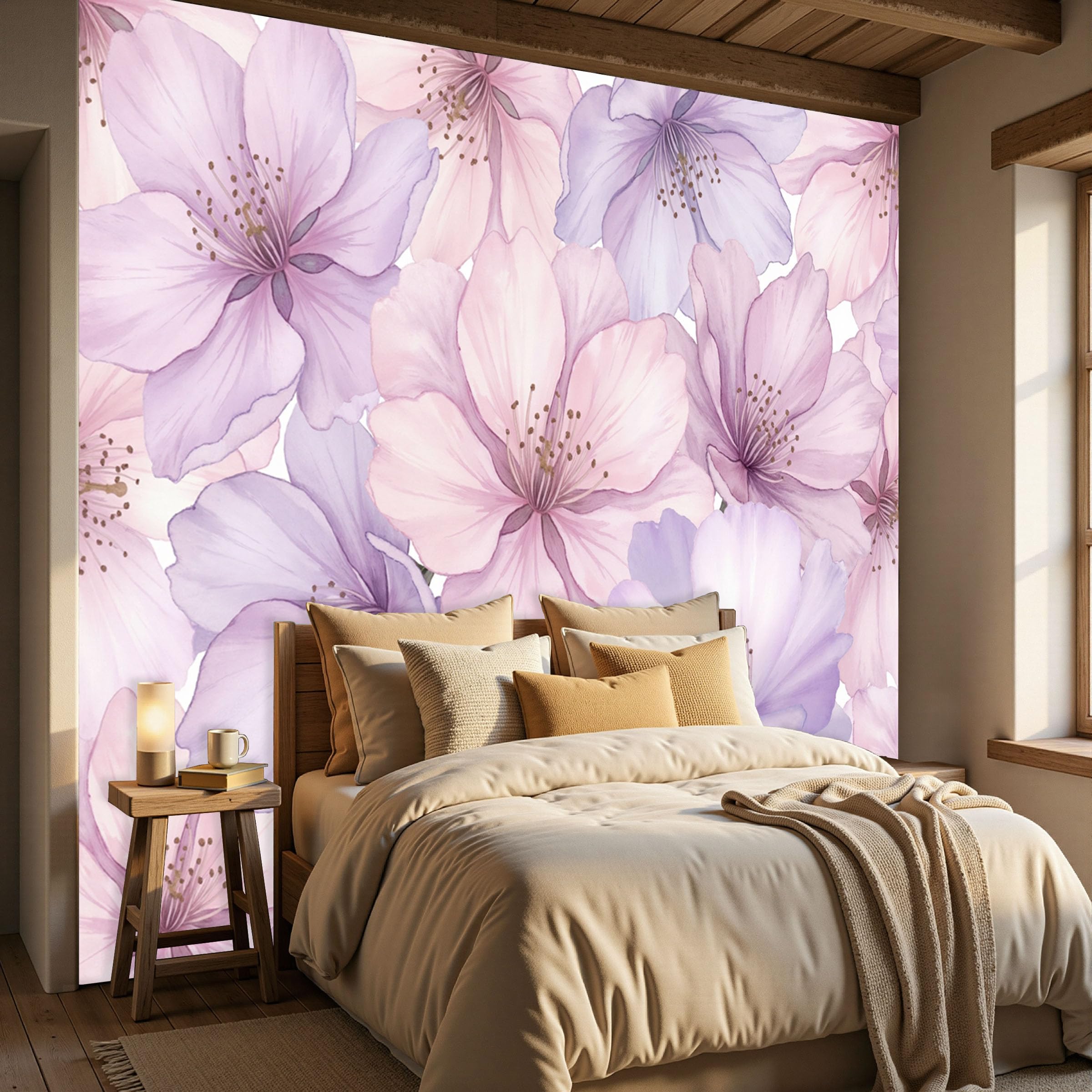Tapisserie fleurs de cerisier 3d pour une chambre romantique