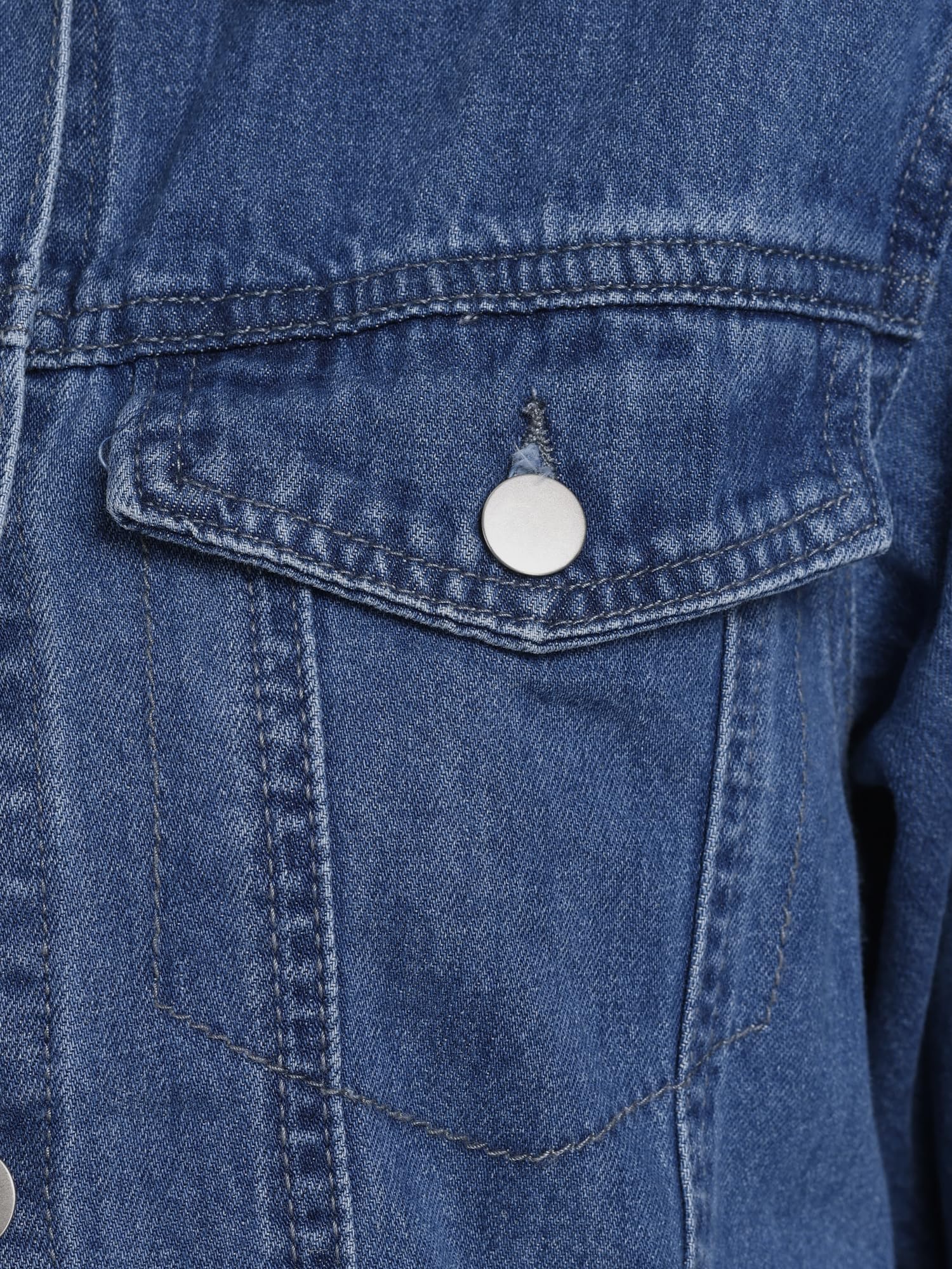 Allegra K Mujer Chaqueta Vaquera Oversized Casual Manga Larga con Bolsillo