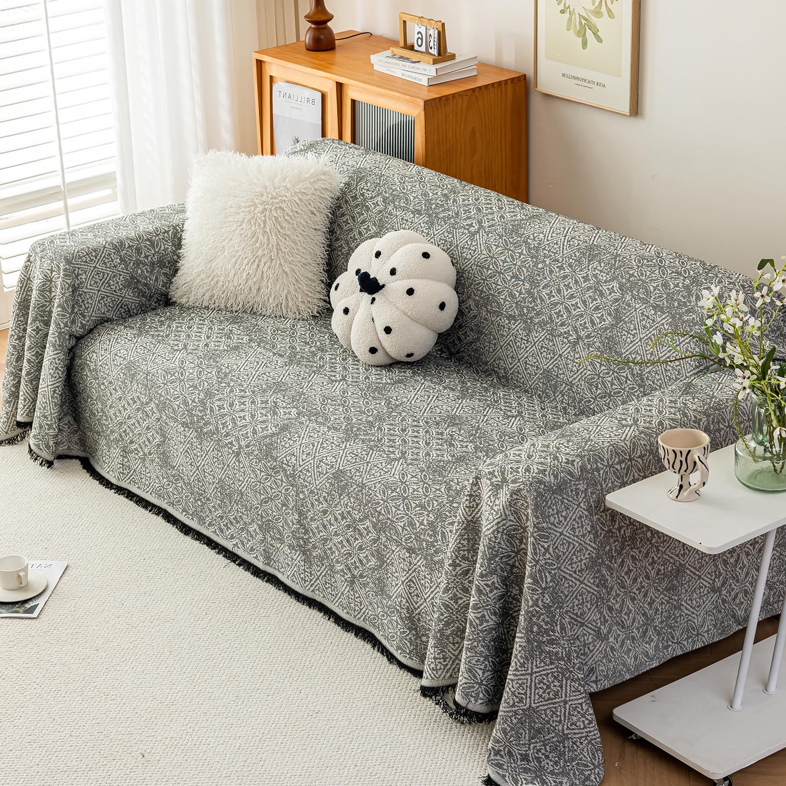 DeepDream Sofa Überzug 1/2/3/4 Sitzer, Chenille Sofaüberwurf Waschbar L Form Sektionssofa, Couch Überzug Sofa Überwurfdecke Futonbezug für Haustiere Kinder, 180 x 300cm, A Khaki