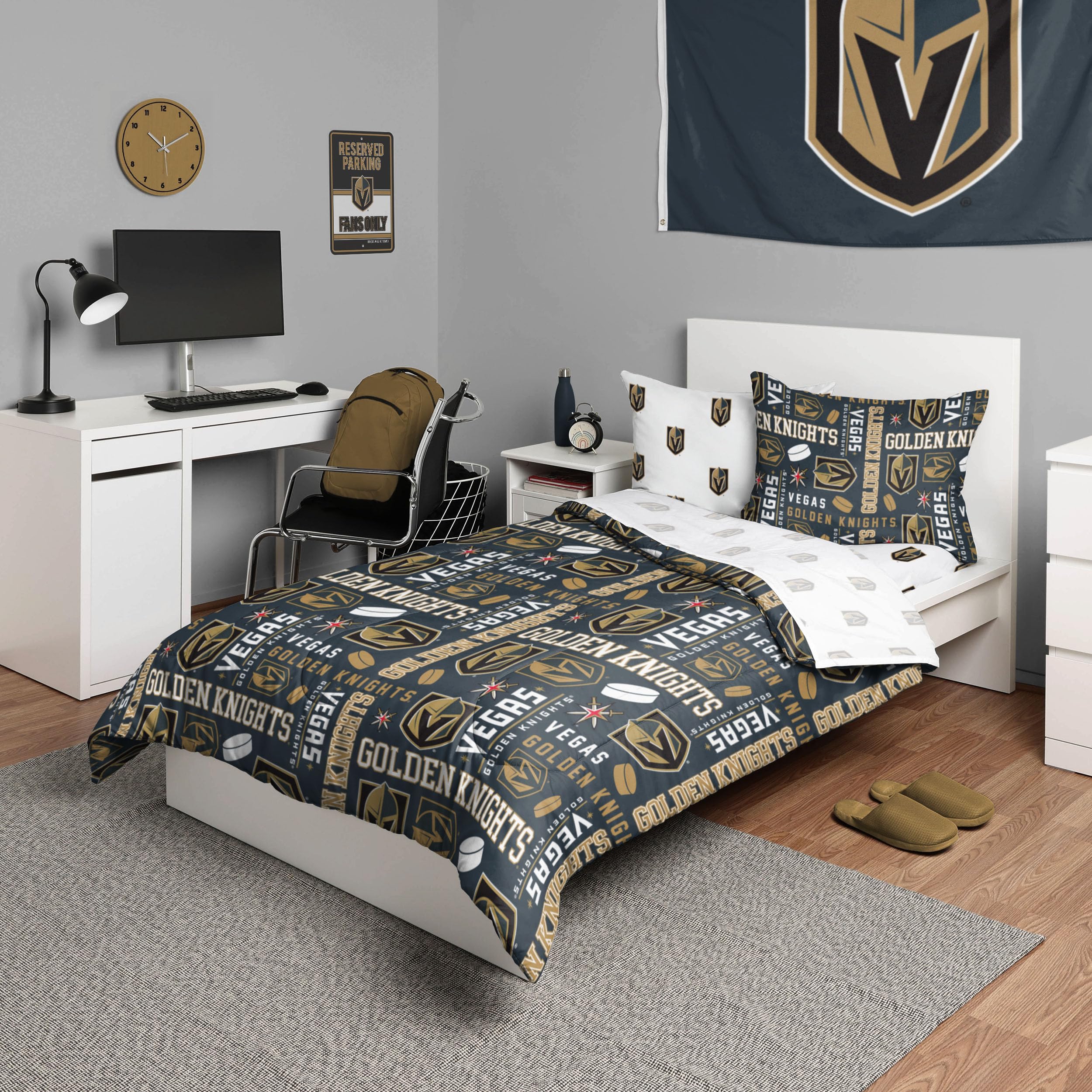Vegas Golden Knights parure de lit 5 pièces NHL lit jumeau style chambre ado