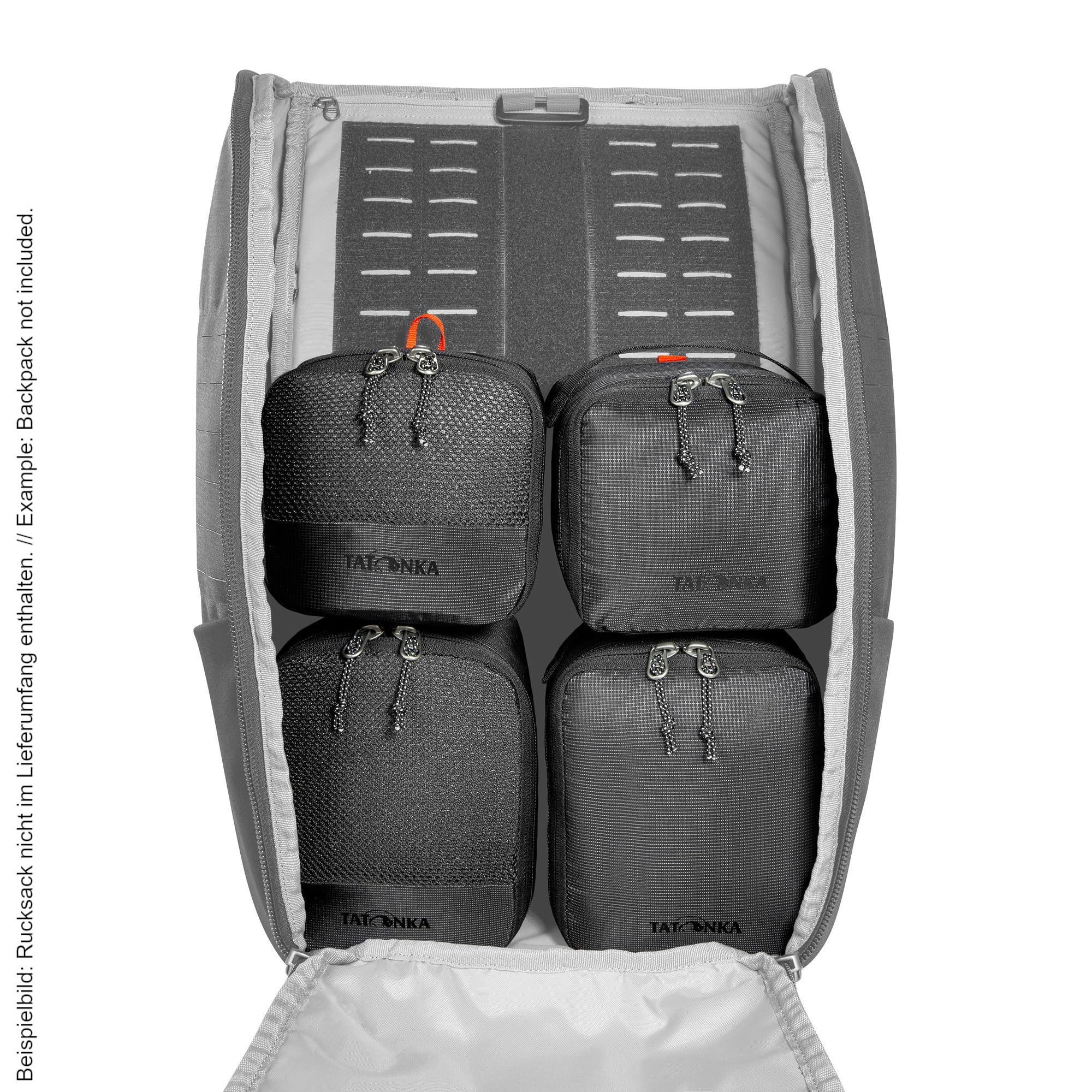 Tatonka EDC Organisation Set (6-teilig) - Praktisches Taschen- und Riemenset zur Gepäck-Organisation in Rucksäcken (4 Packwürfel, 2 Riemen) - Mit Klettflächen zur Fixierung